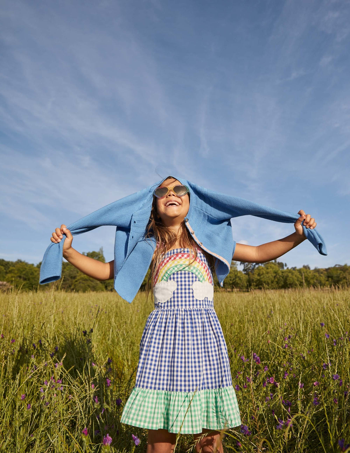 Gingham Woven Sun Dress-Multi Rainbow Scene - Image 4