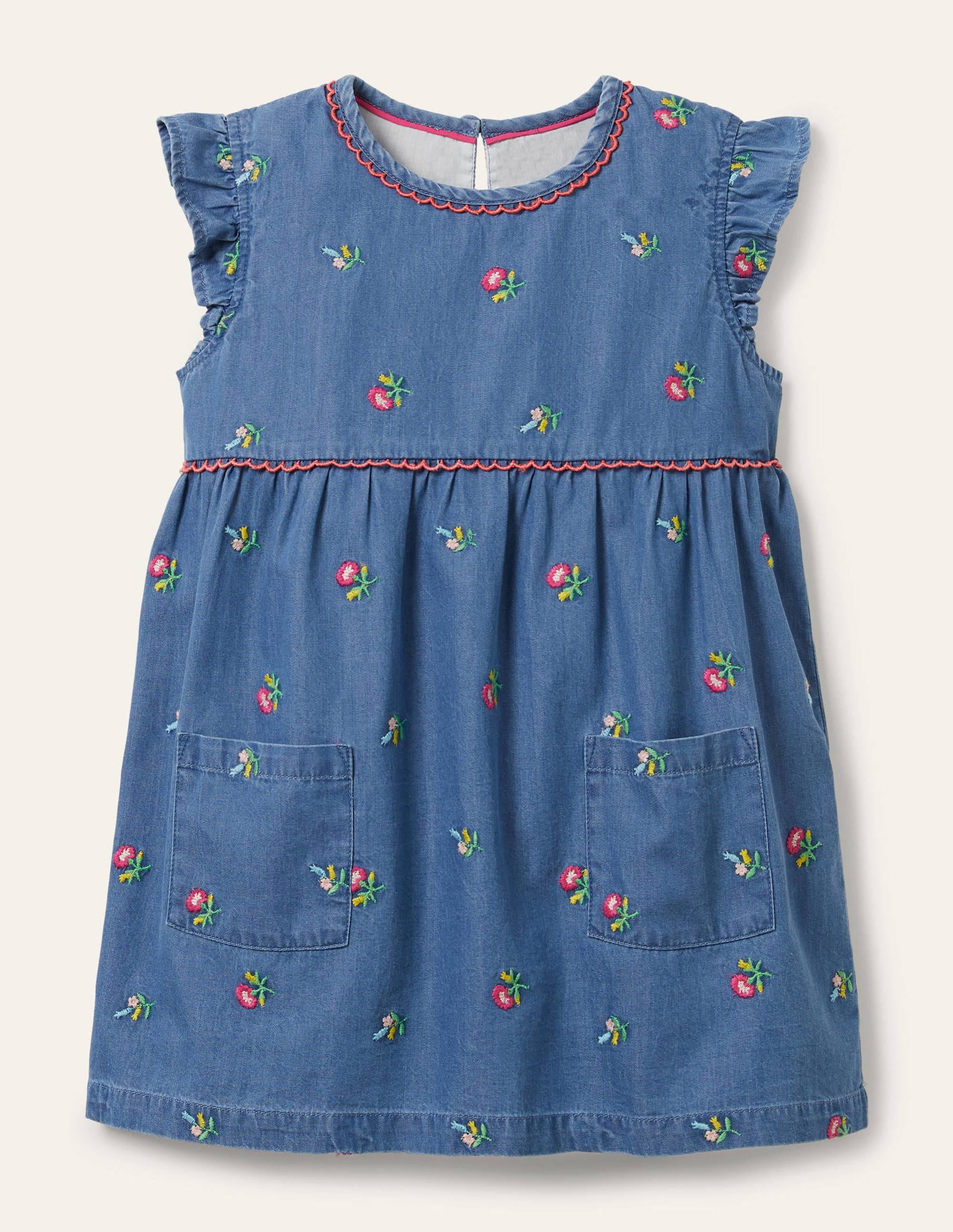 Embroidered Woven Tunic-Chambray Flowers - Image 1