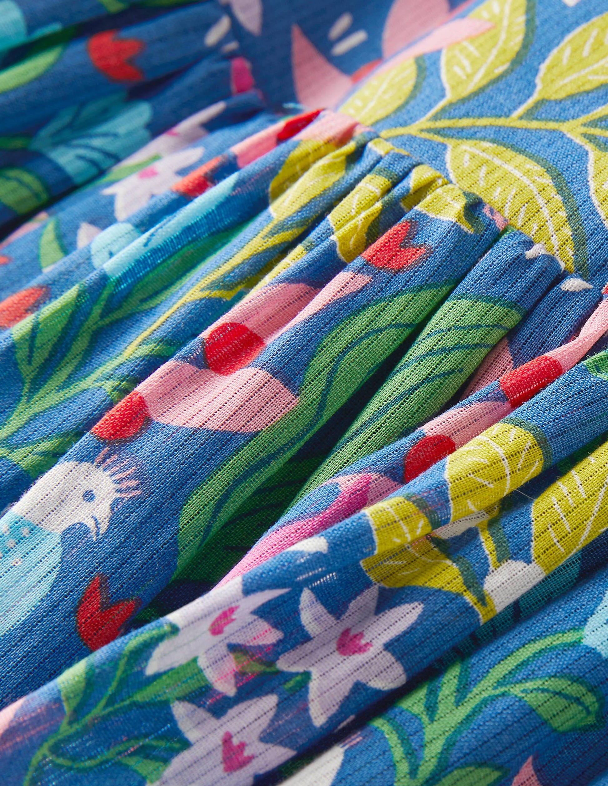 Frill Strap Dress-Venice Blue Tropical Garden-3