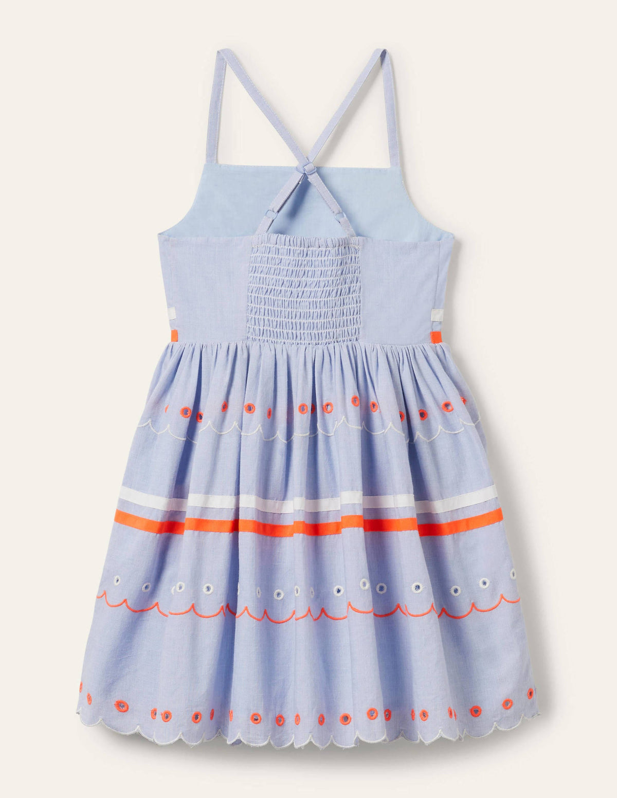 Multi Trim Detail Dress-Chambray-2