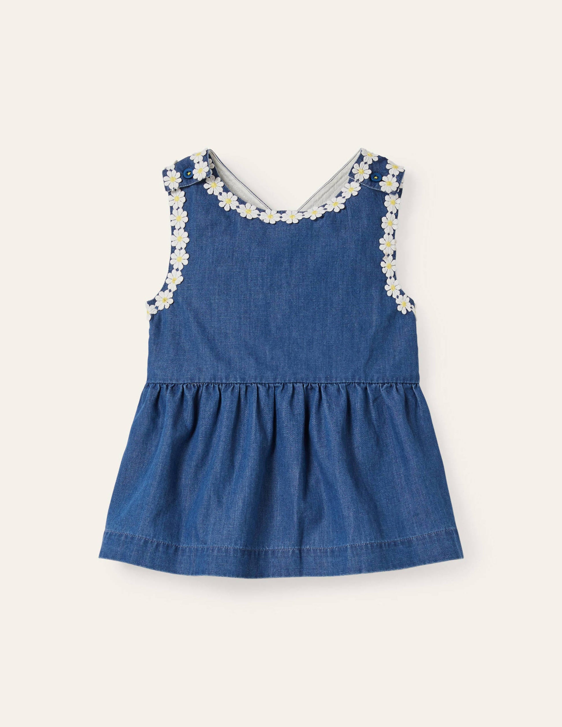 Cross-back Woven Top-Chambray Daisy Chain-1