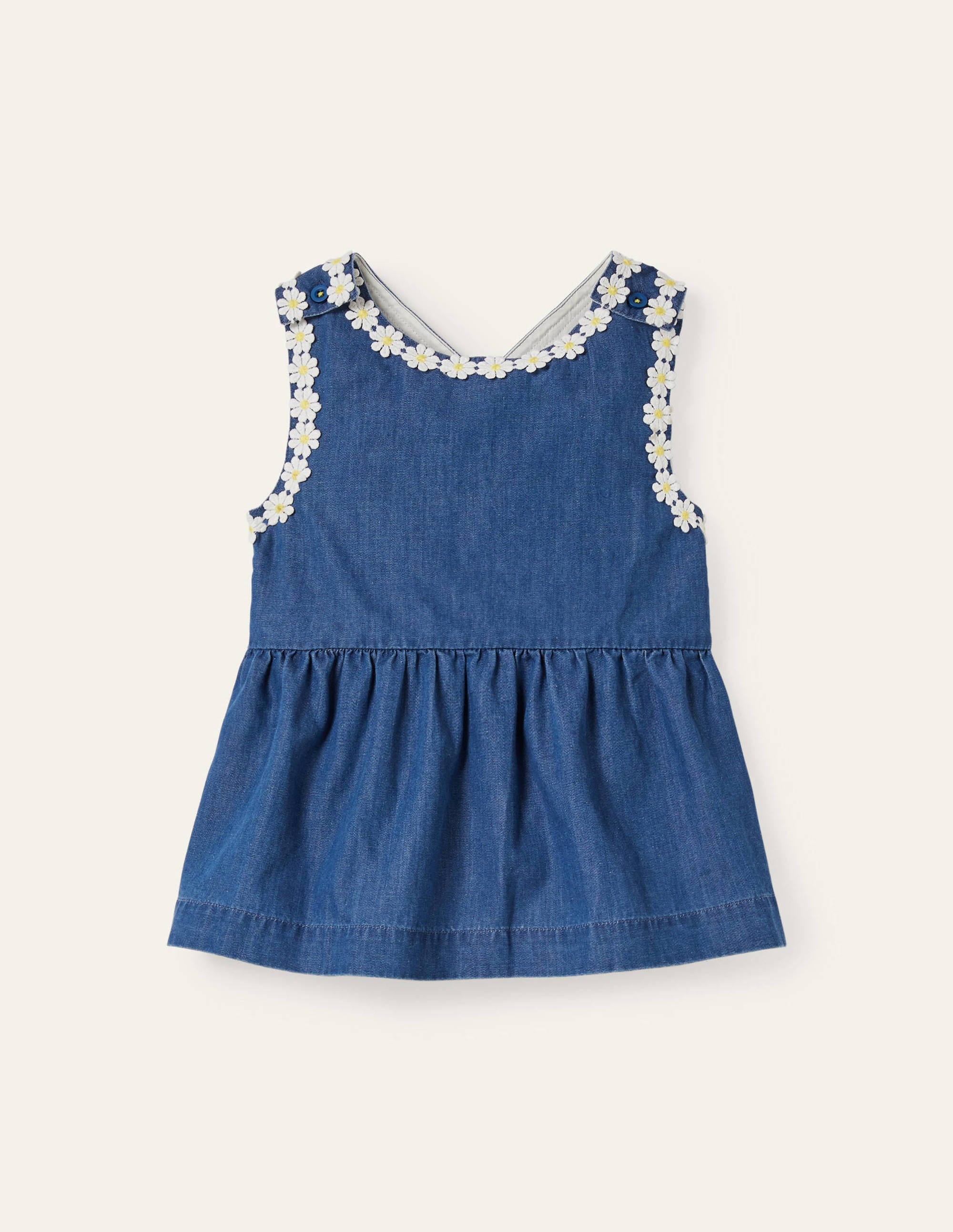 Cross-back Woven Top-Chambray Daisy Chain - Image 1