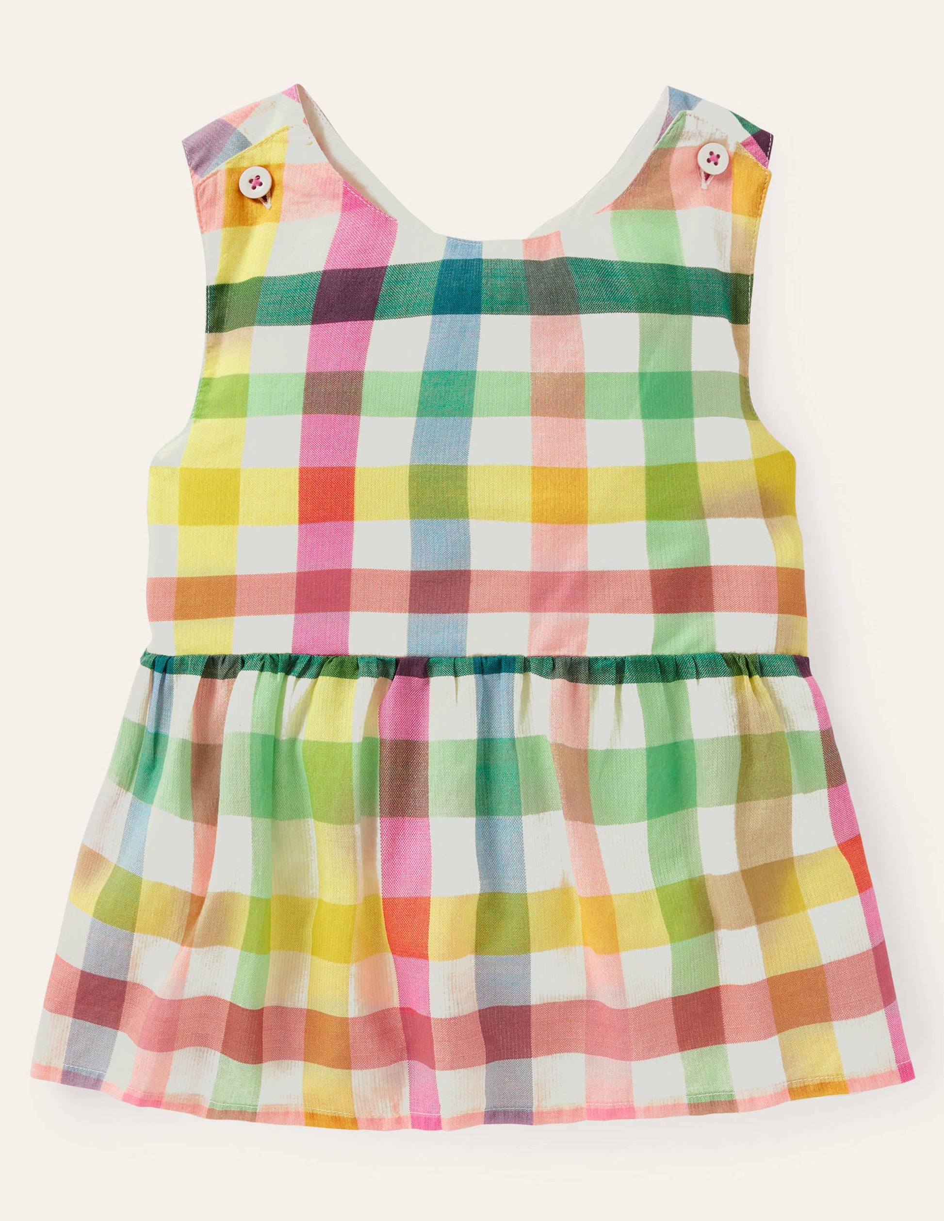 Cross-back Woven Top-Multi Rainbow Gingham-1