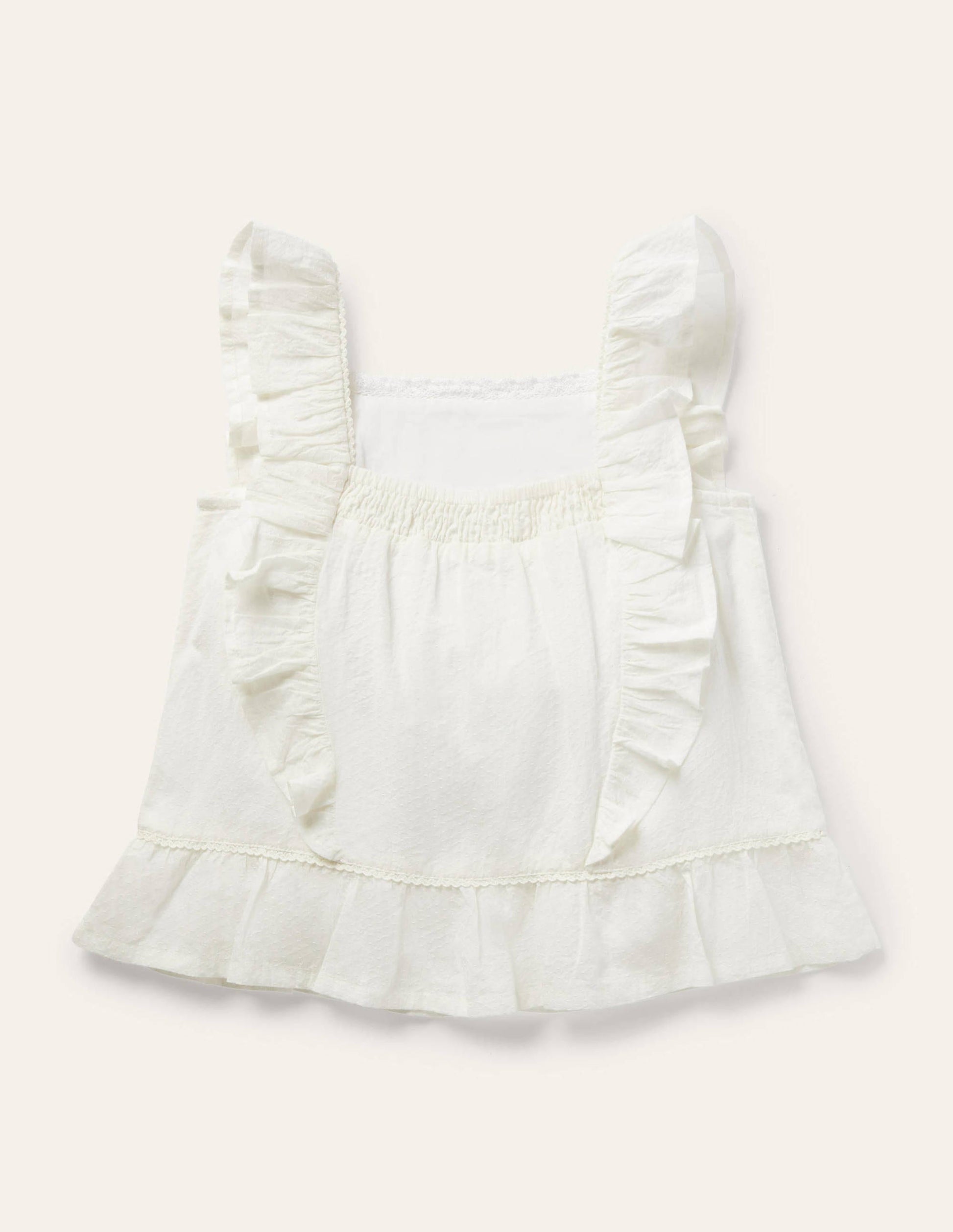 Lace Frill Woven Top-Ivory-2