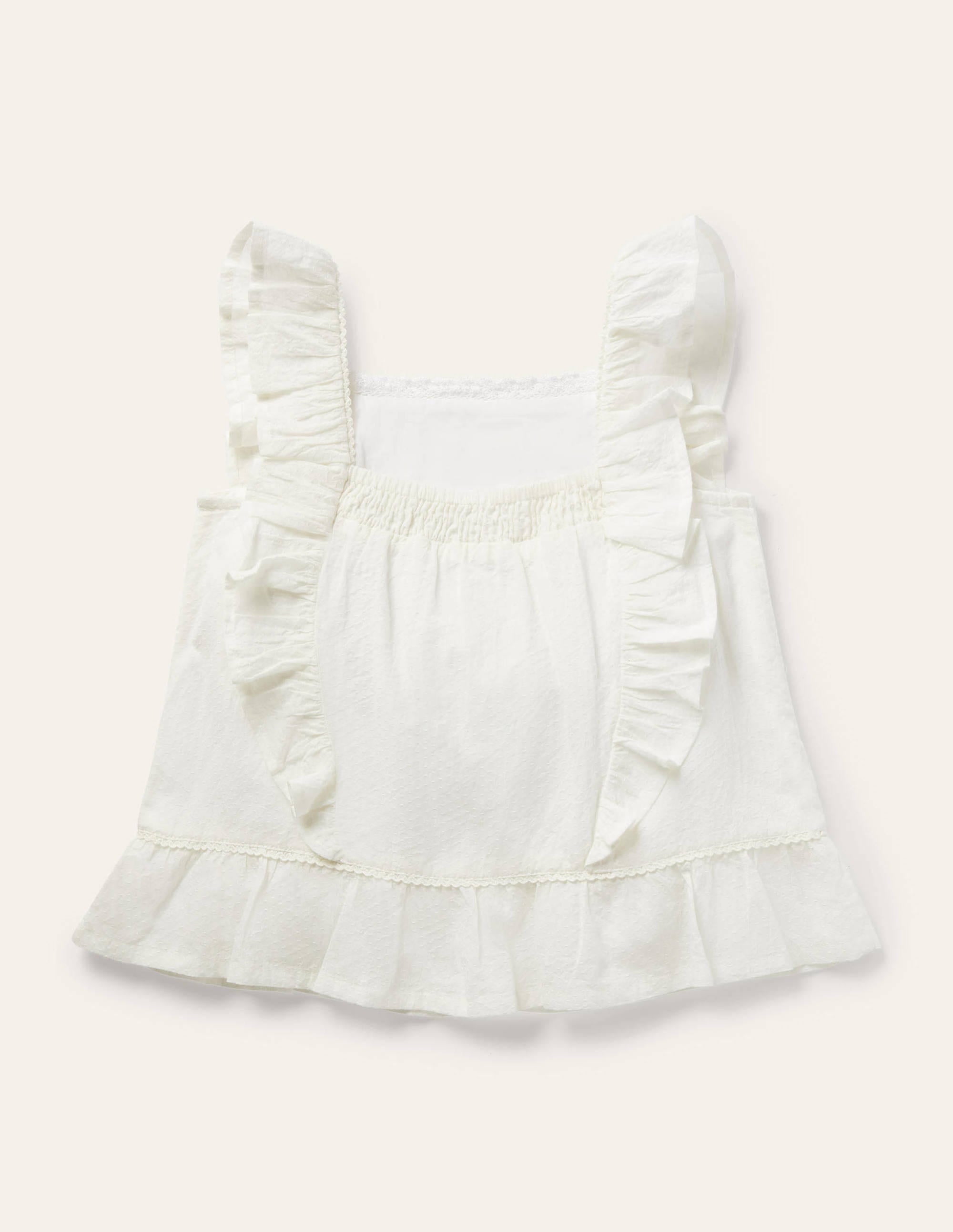Lace Frill Woven Top-Ivory - Image 2