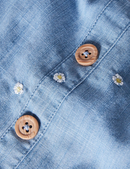 Embroidered Wide Leg Jumpsuit-Chambray Daisy Chain-3