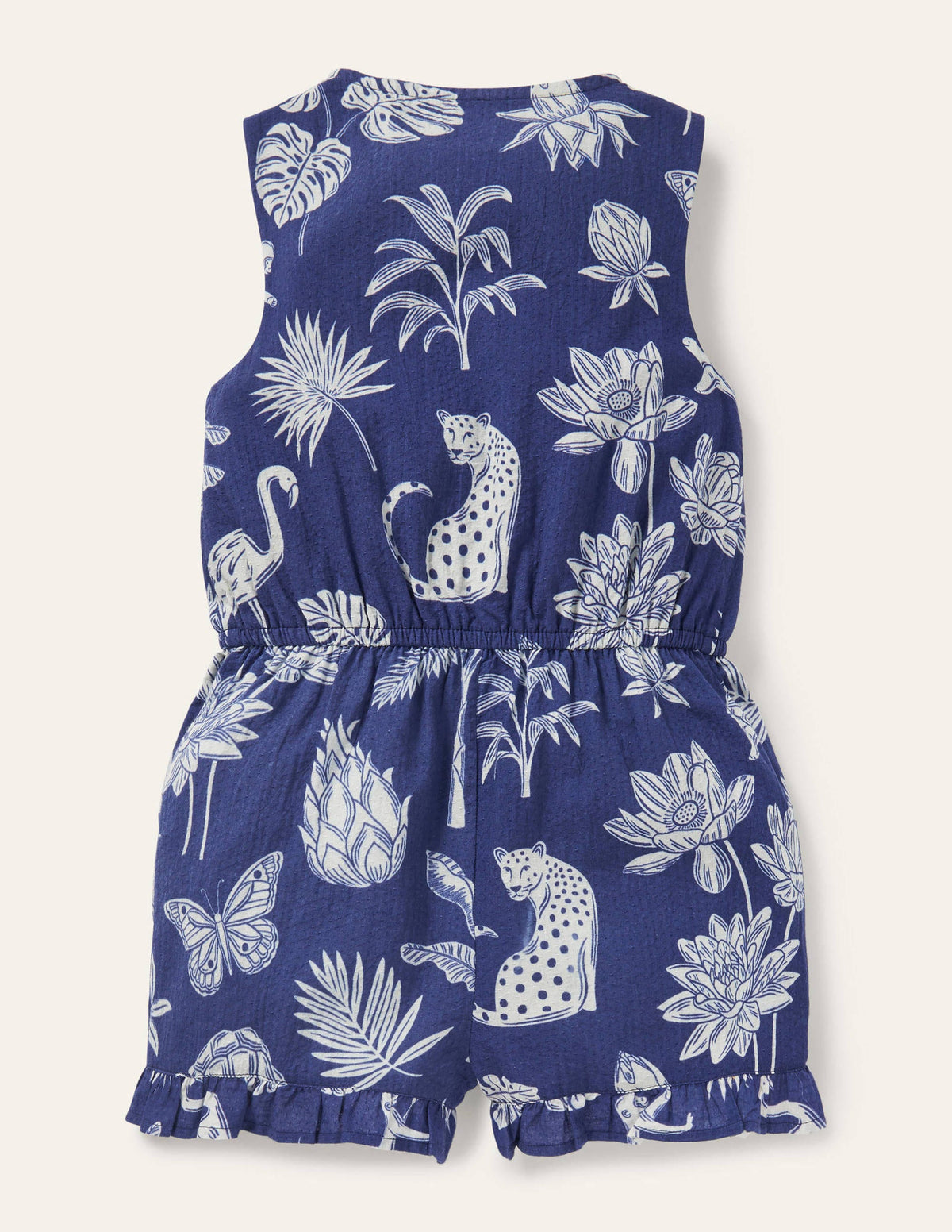 Button-through Woven Playsuit-Starboard Blue Botanical-2