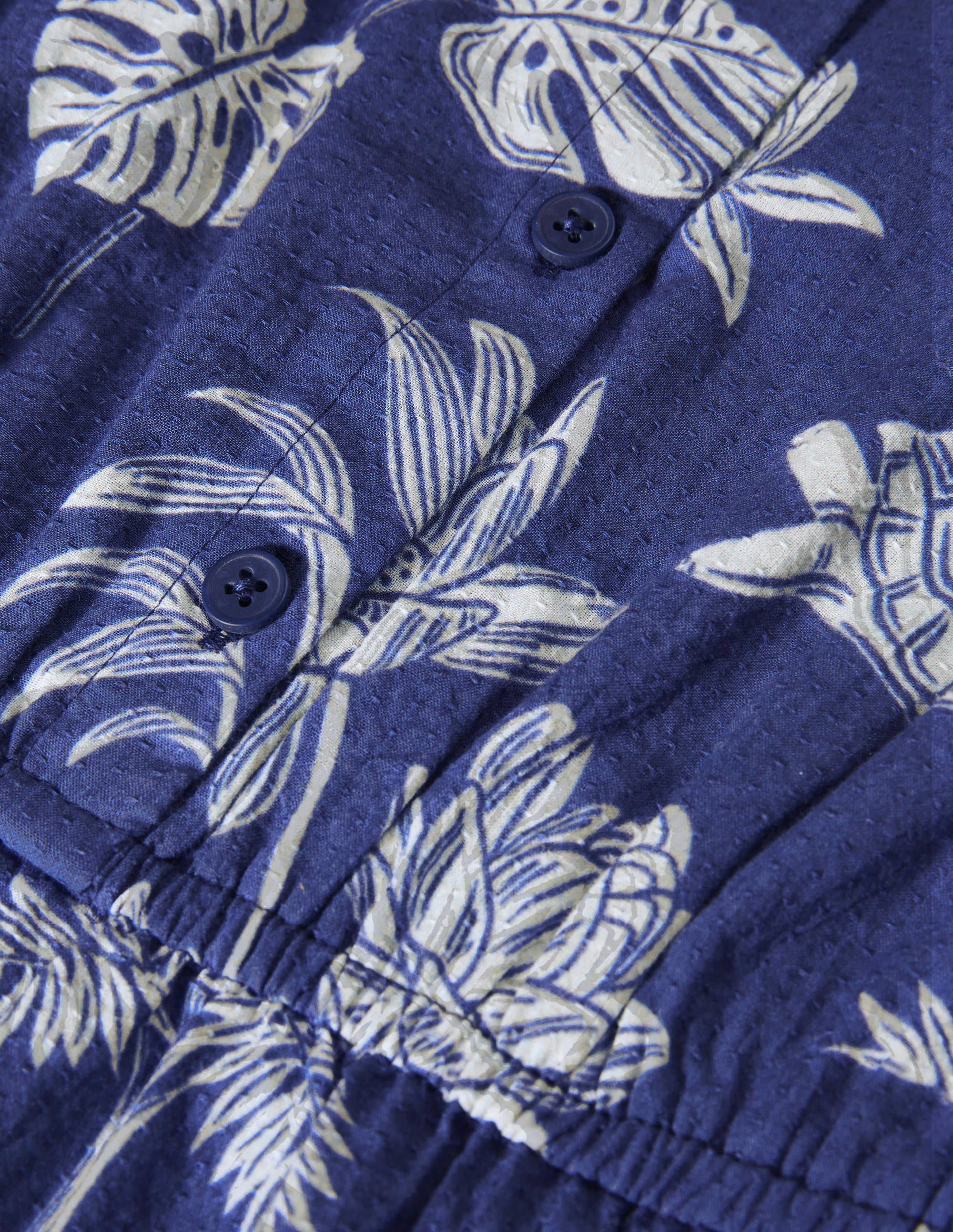 Button-through Woven Playsuit-Starboard Blue Botanical - Image 3