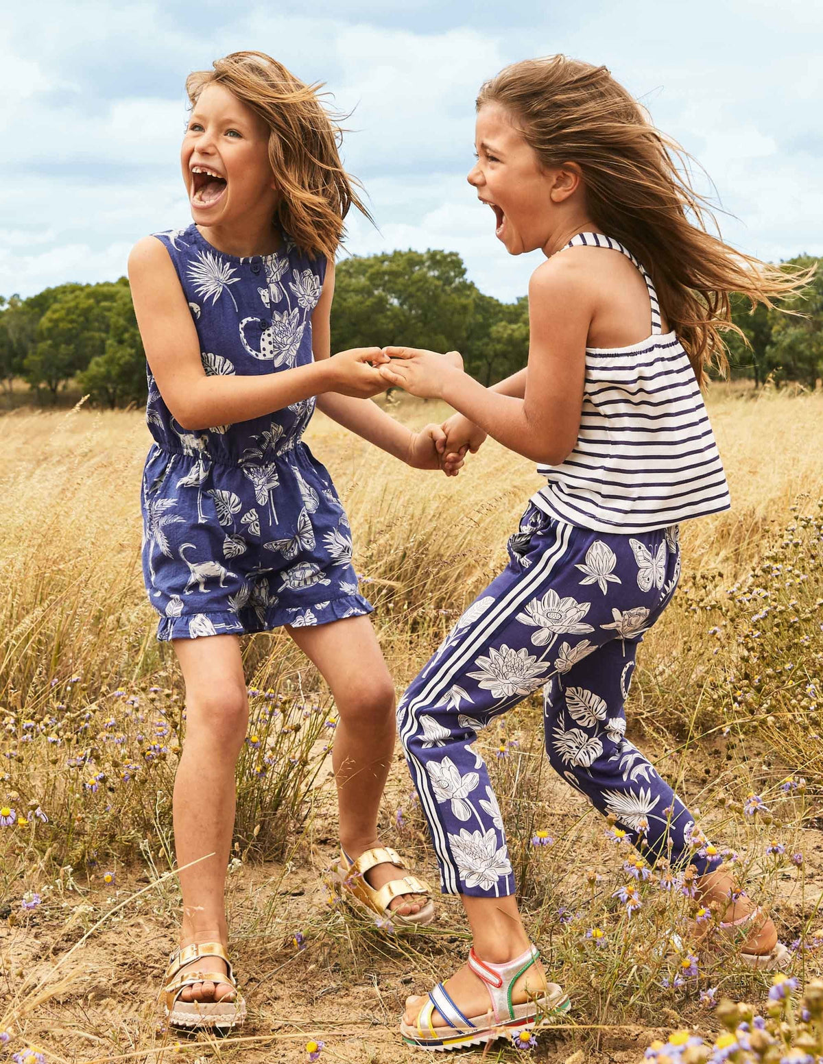 Button-through Woven Playsuit-Starboard Blue Botanical-4