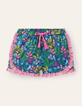 Hotchpotch Frill Shorts-Venice Blue Tropical Garden