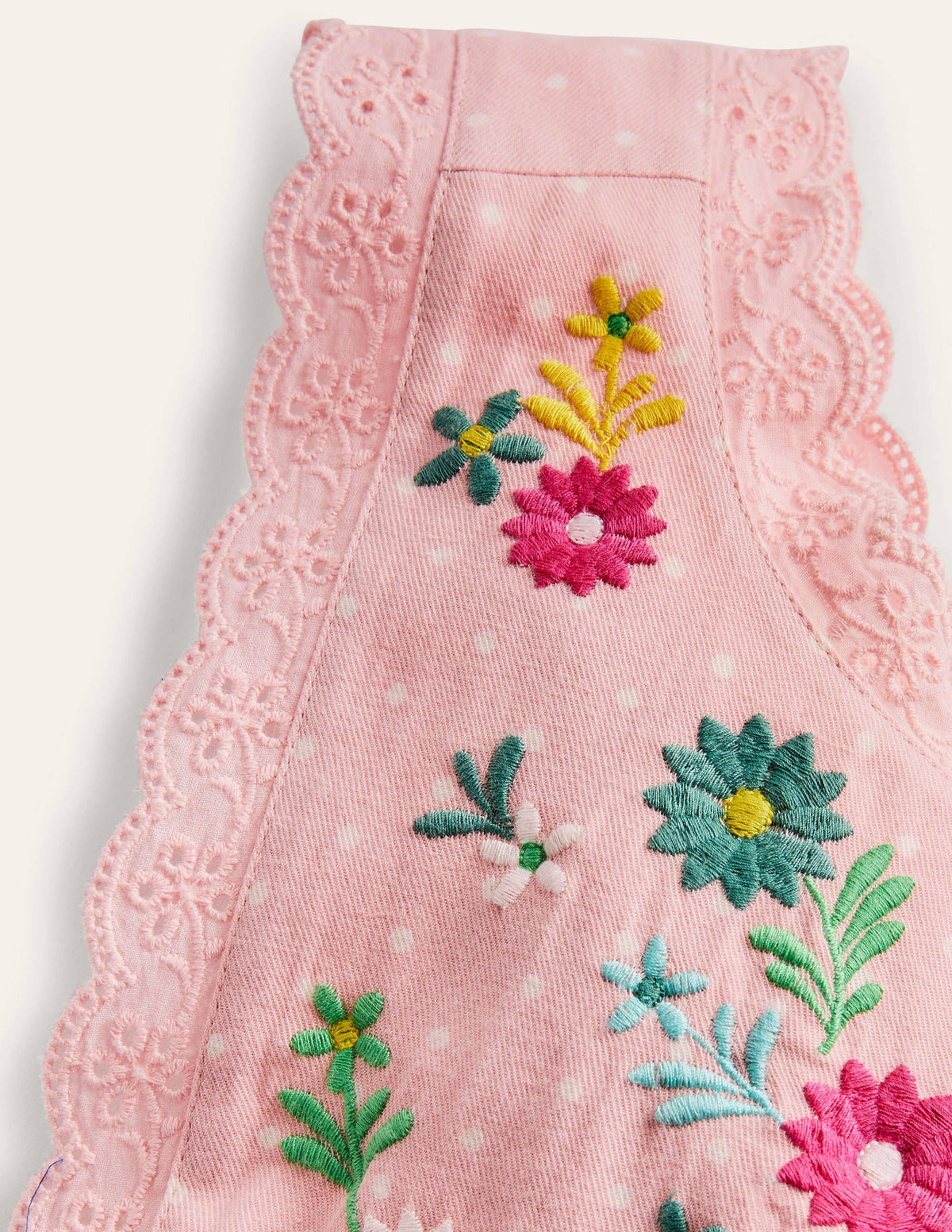 Embroidered Pinafore Dress-Boto Pink Pin Spot - Image 3