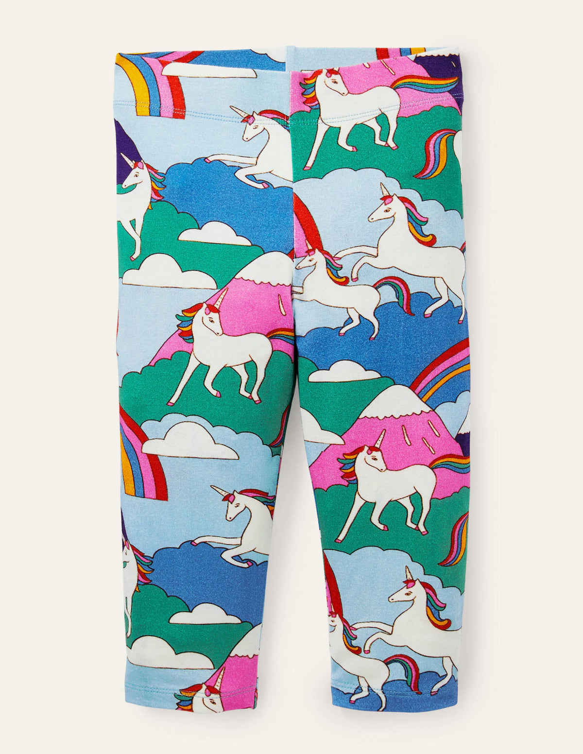 Fun Cropped Leggings-Multi Unicorn Mountain-1
