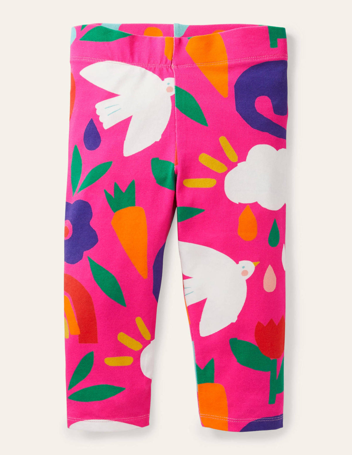 Fun Cropped Leggings-Tickled Pink Happy Dino - Image 1