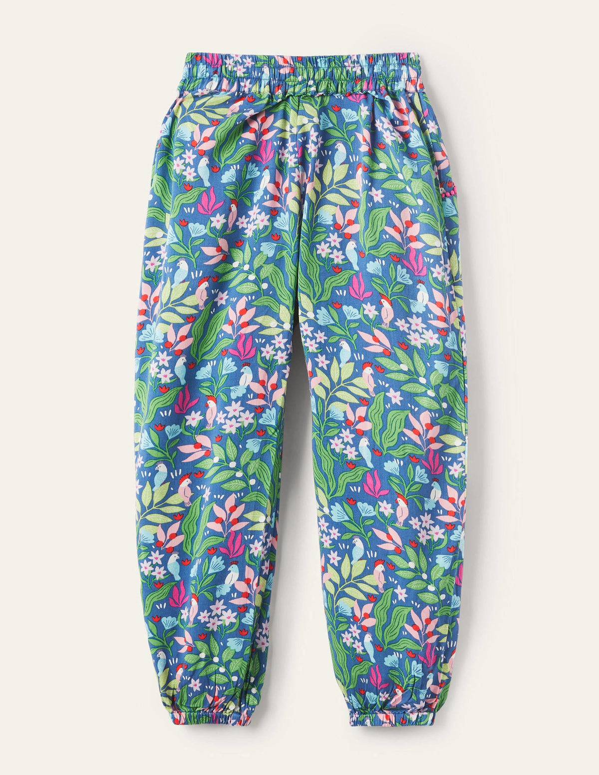 Relaxed Woven Printed Trousers-Venice Blue Tropical Garden - Image 2