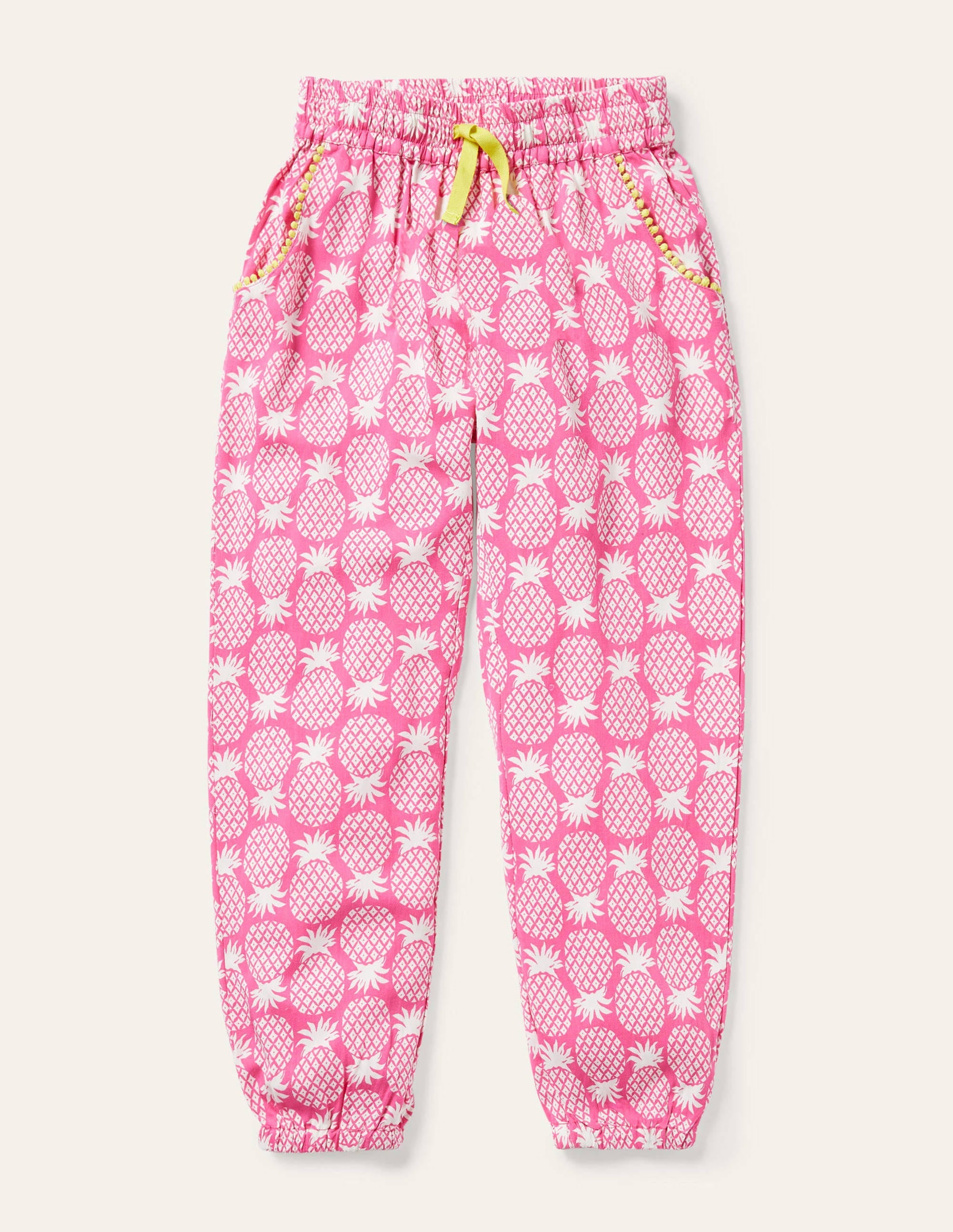 Relaxed Woven Printed Trousers-Party Pink Pineapple Geo - Image 1