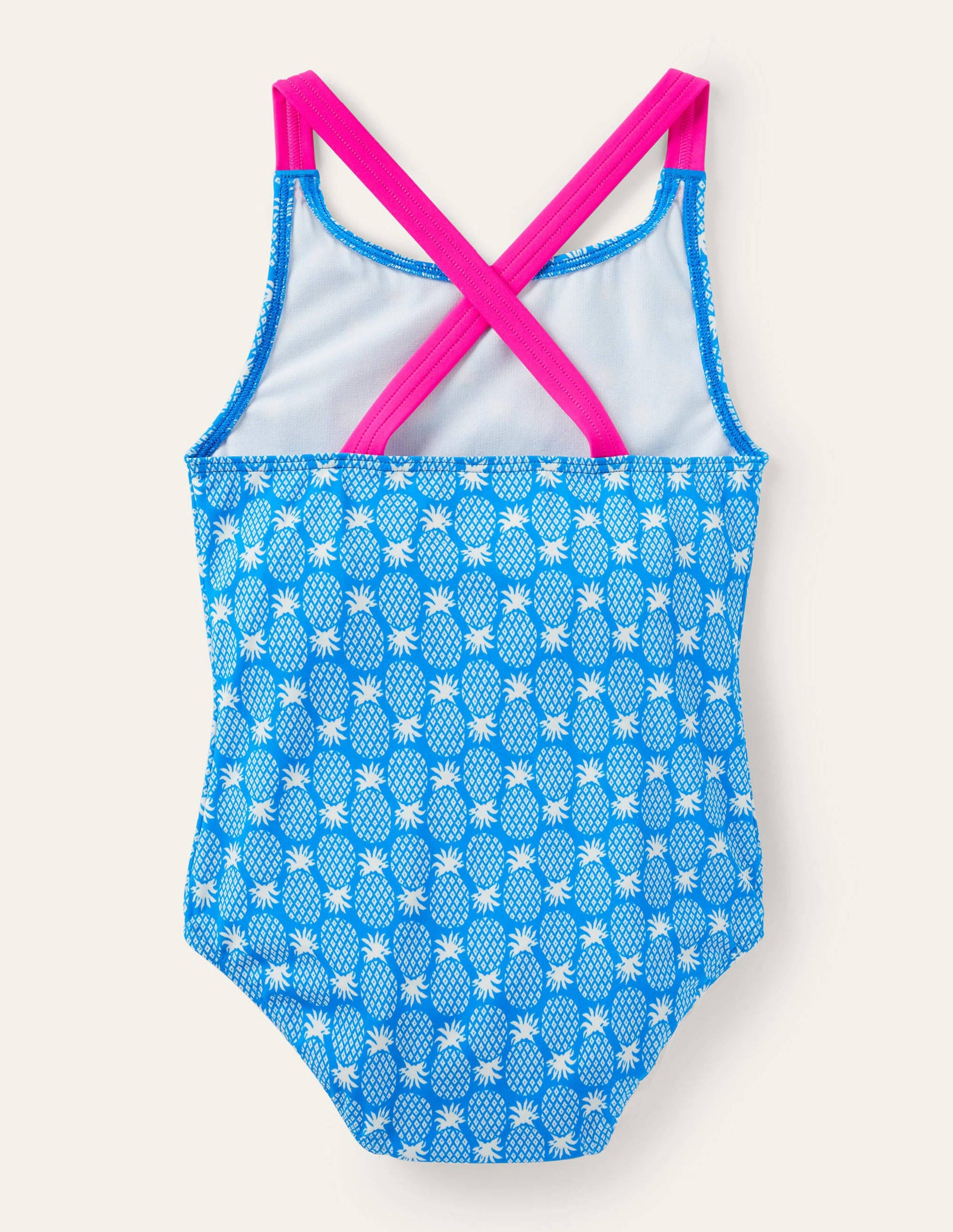 Cross-back Printed Swimsuit-Blue Cina Pineapple Geo-2