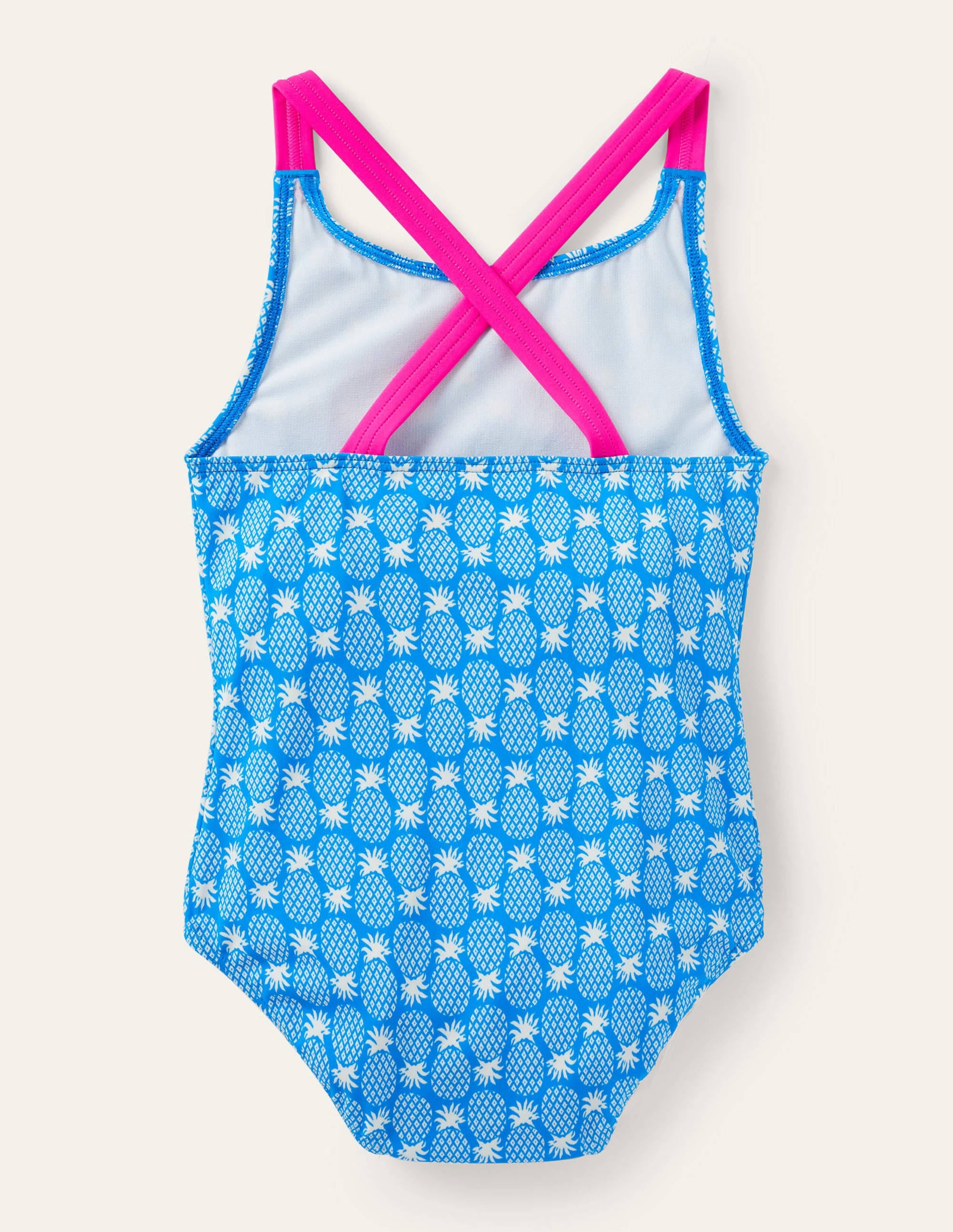 Cross-back Printed Swimsuit-Blue Cina Pineapple Geo - Image 2
