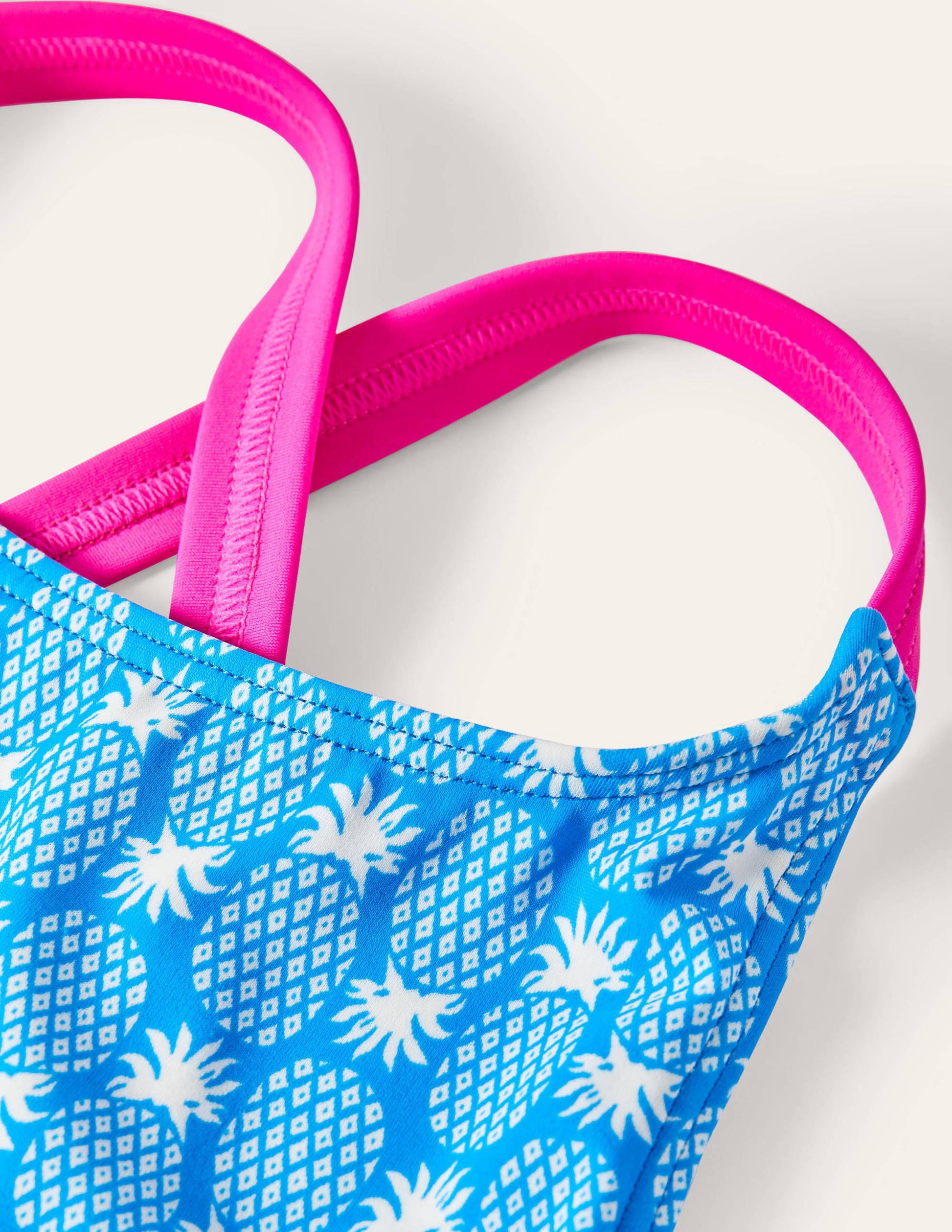 Cross-back Printed Swimsuit-Blue Cina Pineapple Geo-3