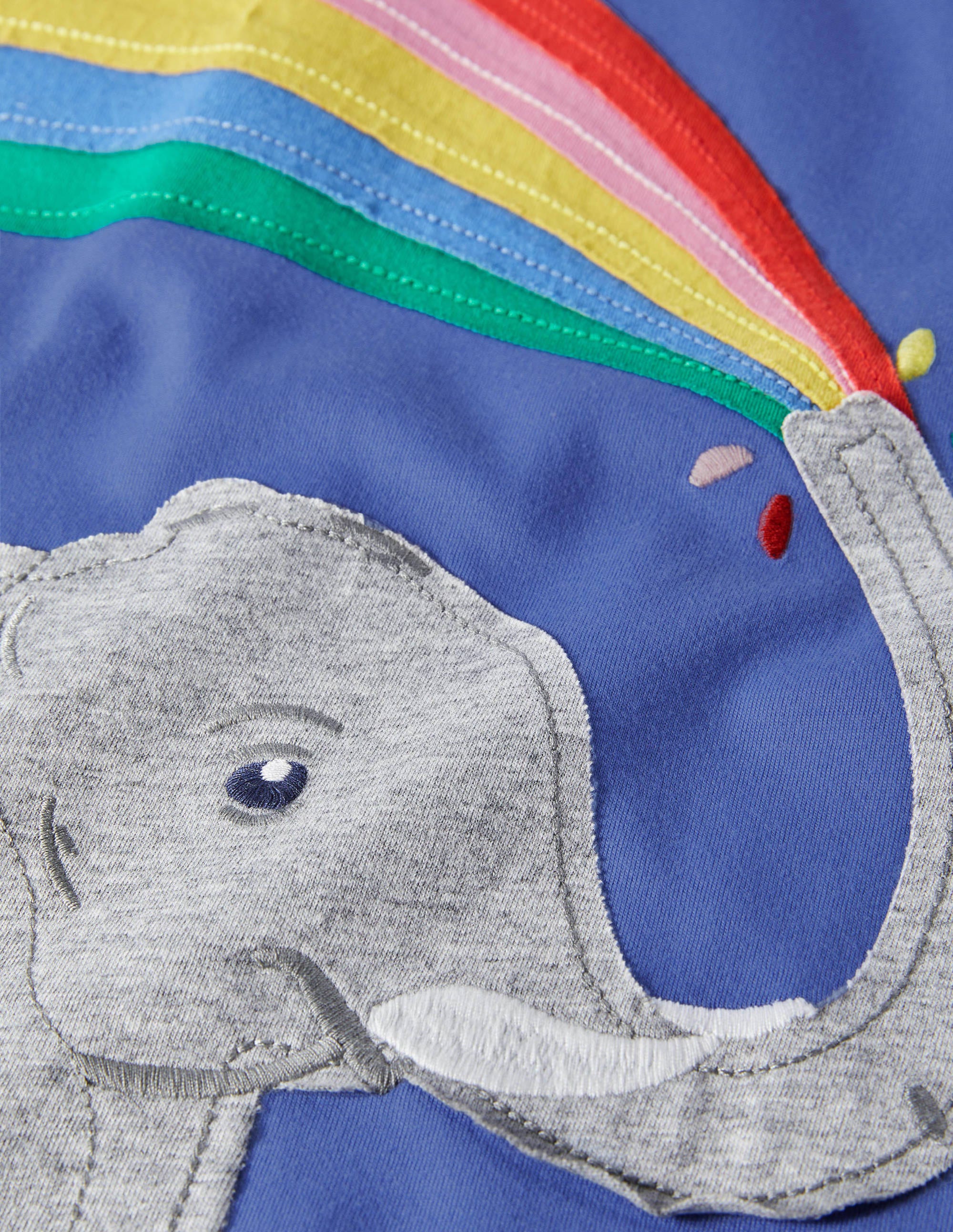 Rainbow Appliqué T-shirt-Gulf Blue Elephant - Image 3