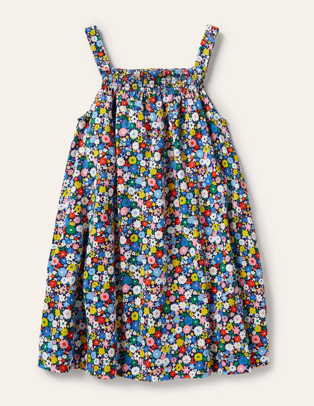 Smocked Skort Dress-Elizabethan Blue Flowerpatch-1