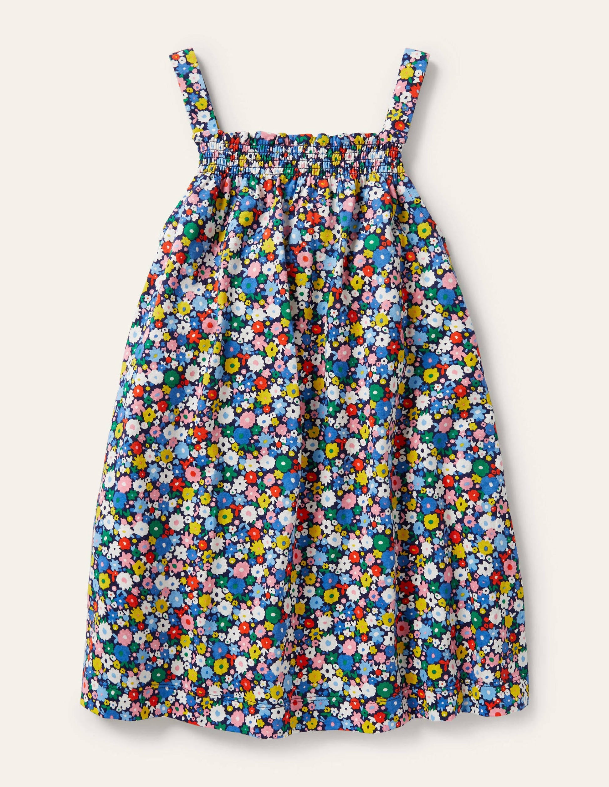 Smocked Skort Dress-Elizabethan Blue Flowerpatch-2