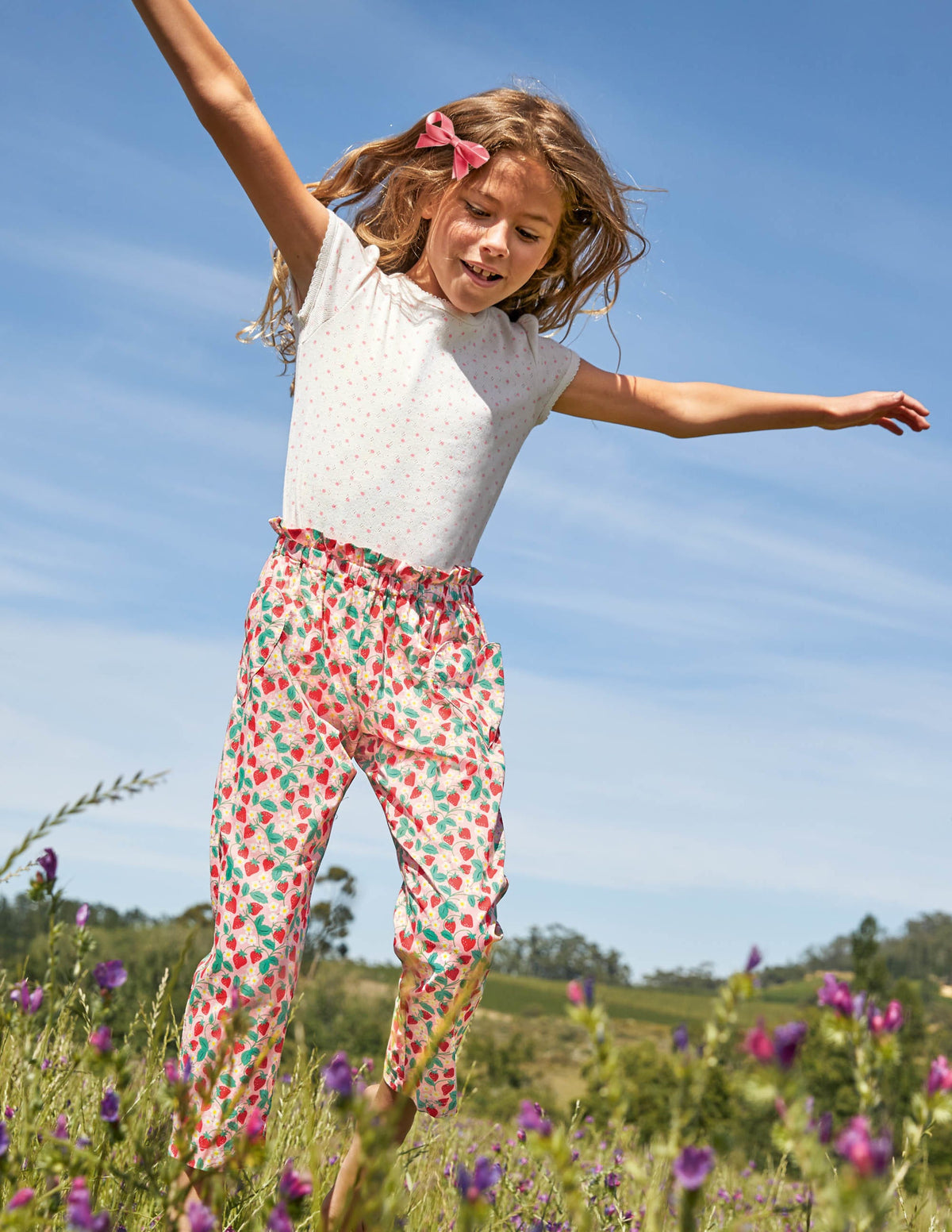 Lightweight Printed Trouser-Boto Pink Strawberry Ditsy - Image 4