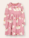 Jersey Collar Printed Dress-Formica Pink Ballerinas