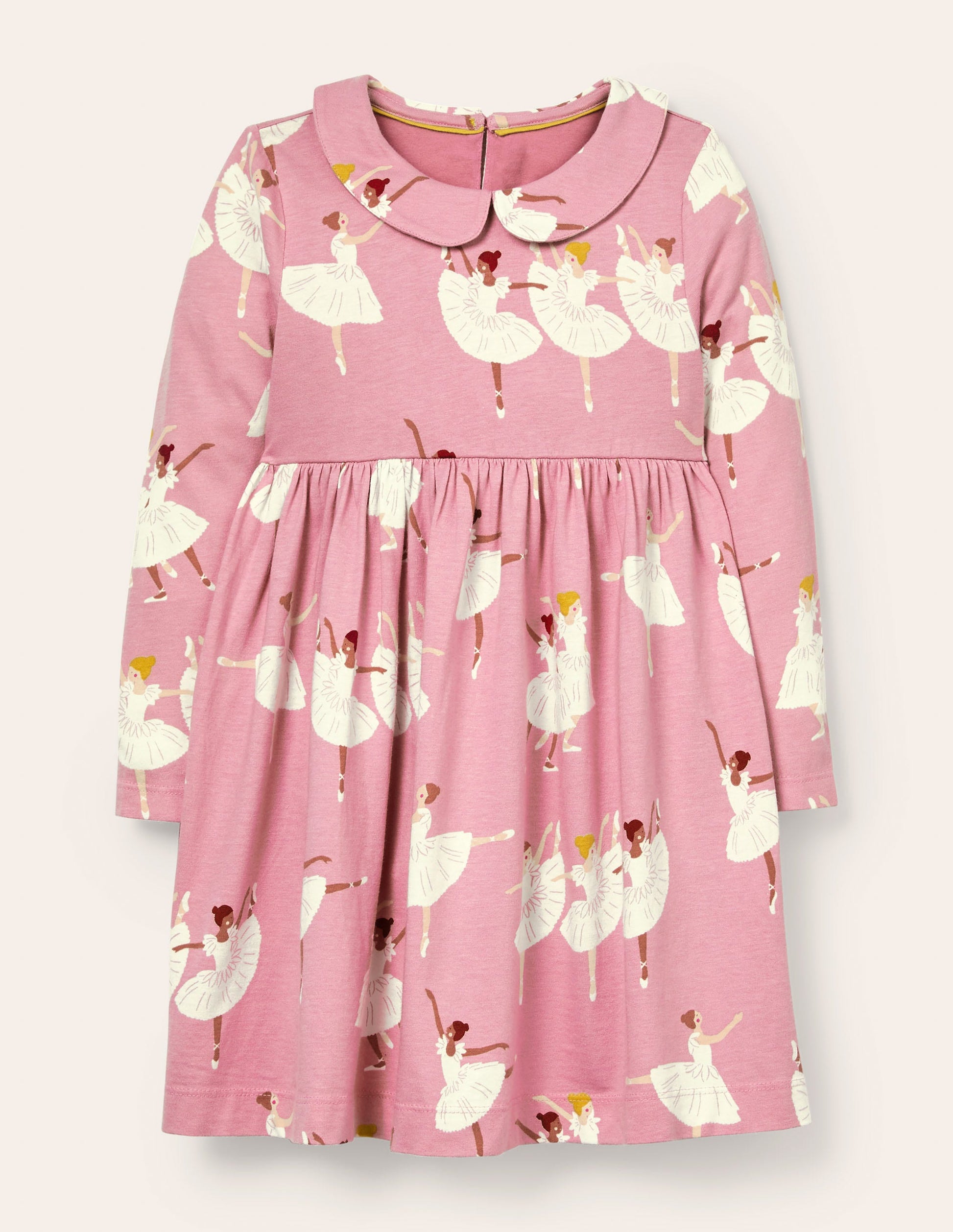 Jersey Collar Printed Dress-Formica Pink Ballerinas-1