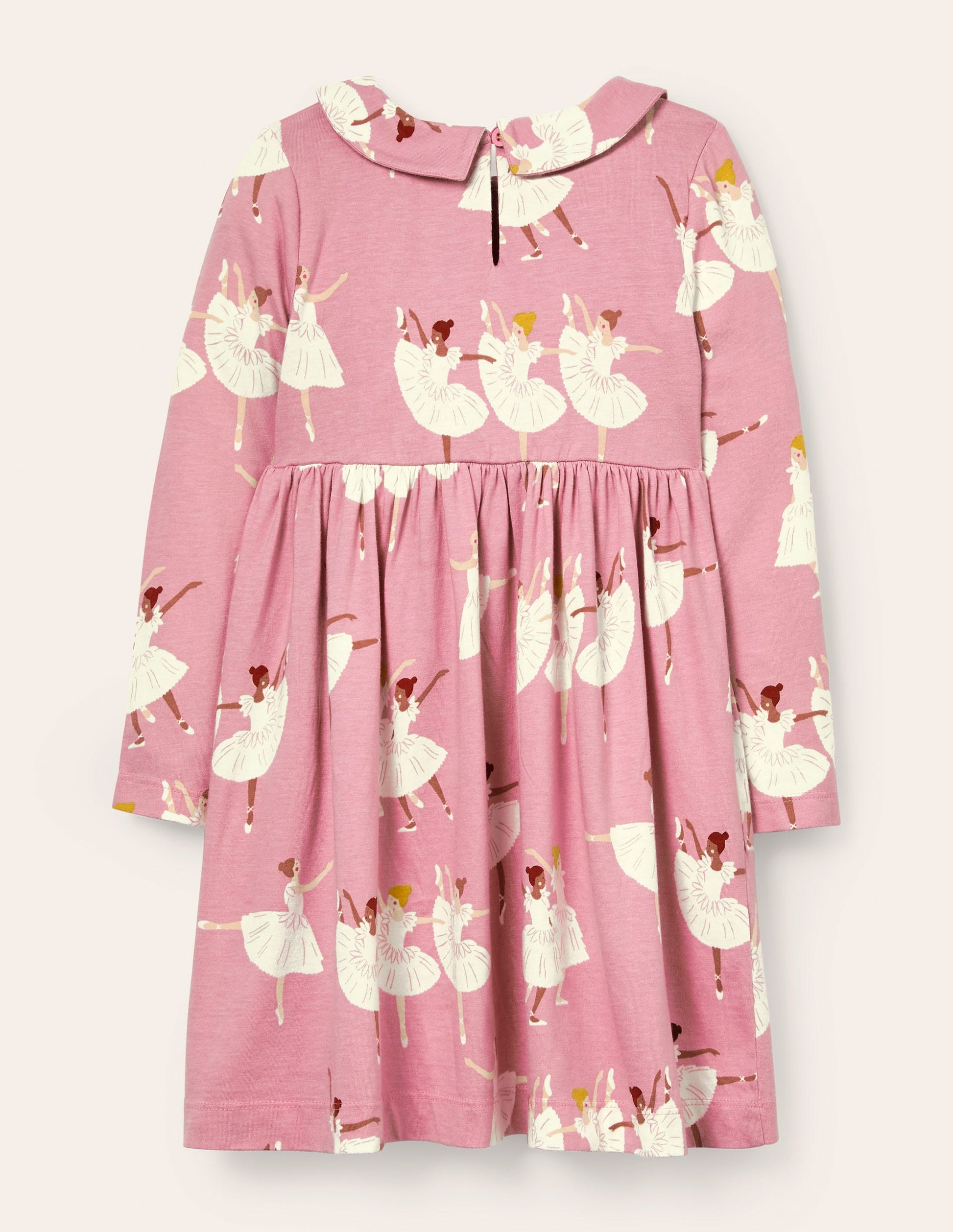 Jersey Collar Printed Dress-Formica Pink Ballerinas-2