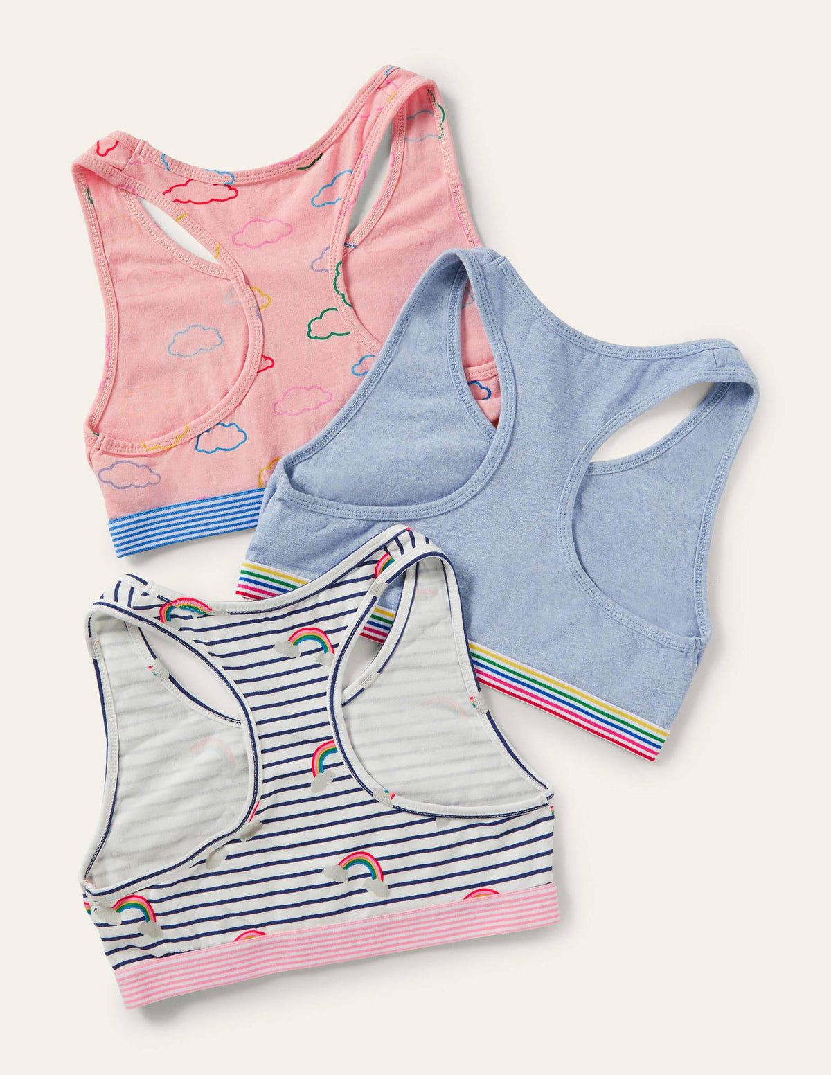 Sporty Crop Tops 3 Pack-Rainbow Clouds-2