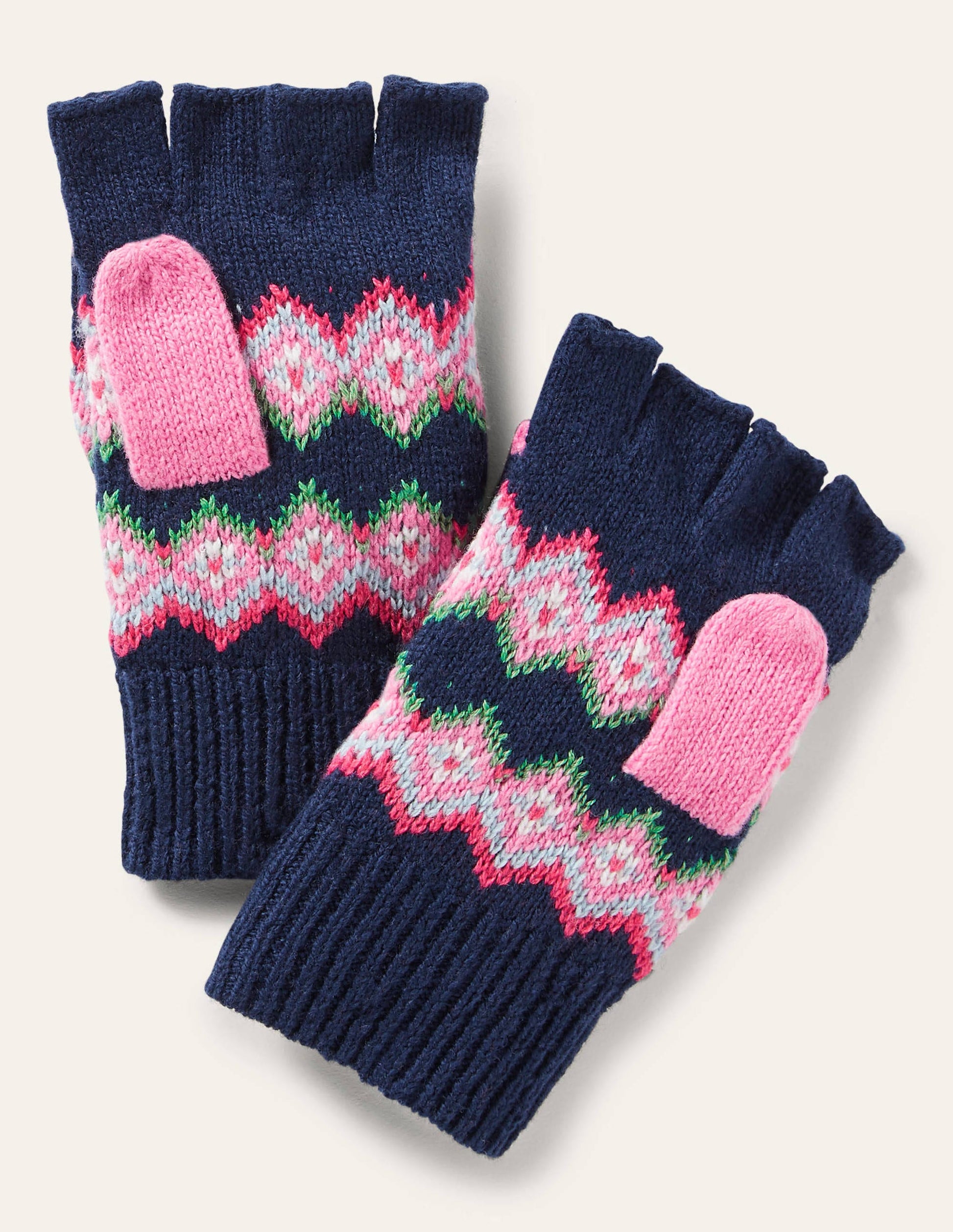 Fair Isle Mittens-College Navy-1