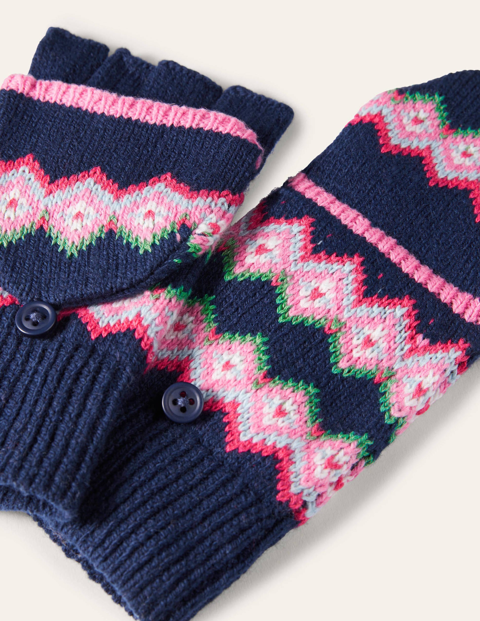 Fair Isle Mittens-College Navy-2