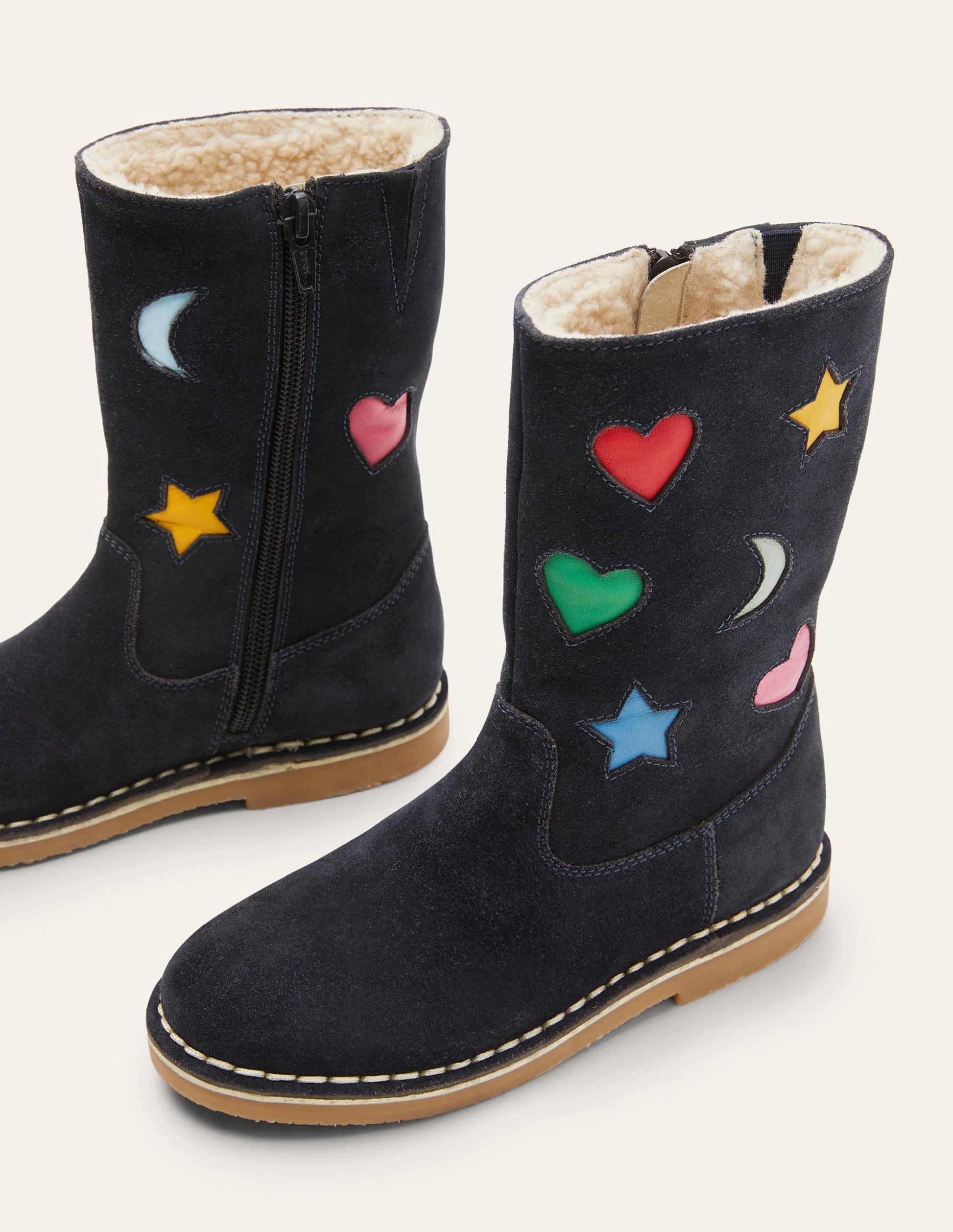 Tall Boots-Navy Suede Rainbow-1