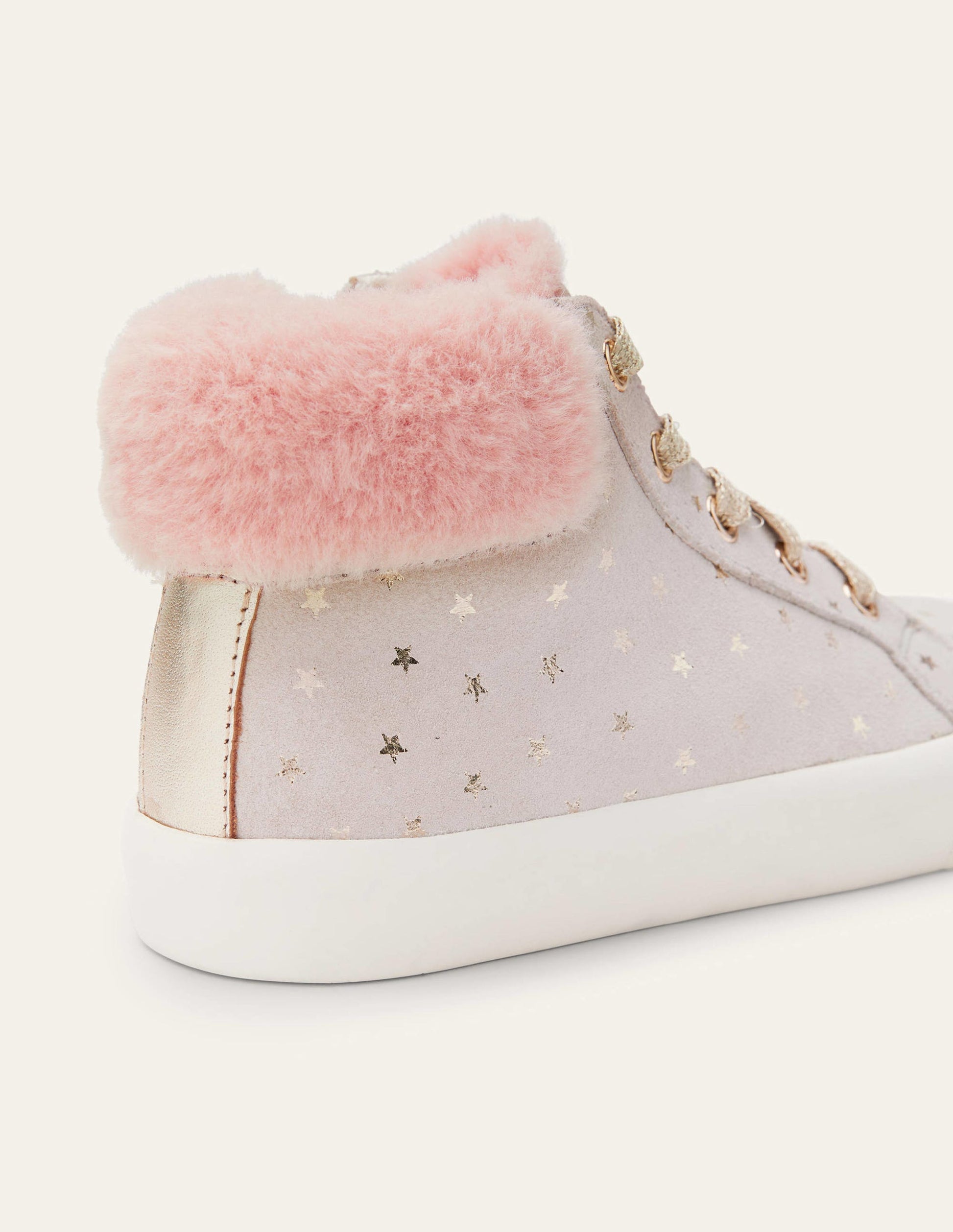 Cosy High Top Trainers-Grey Suede Stars-3