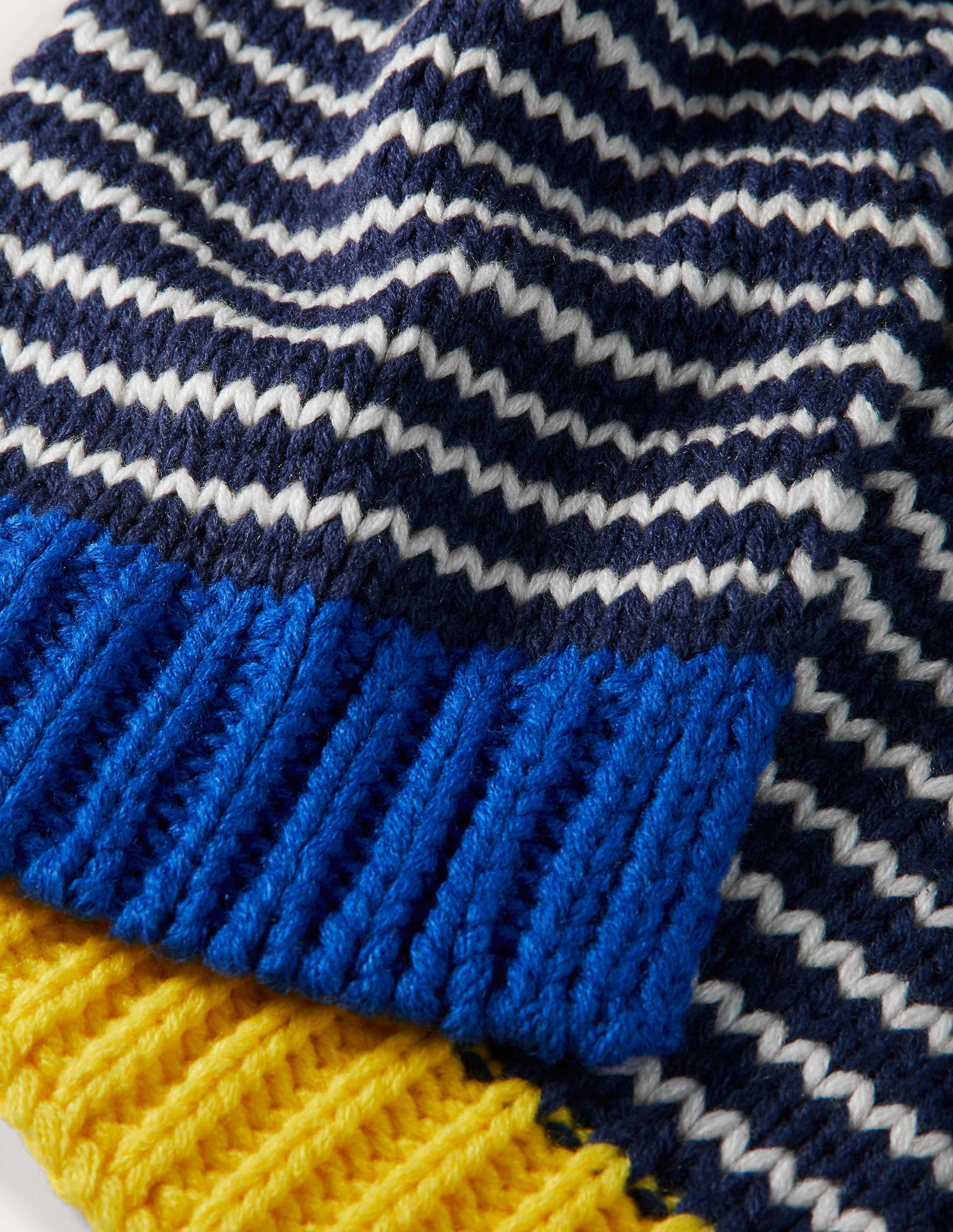 Knitted Striped Scarf-College Navy/Ivory - Image 1