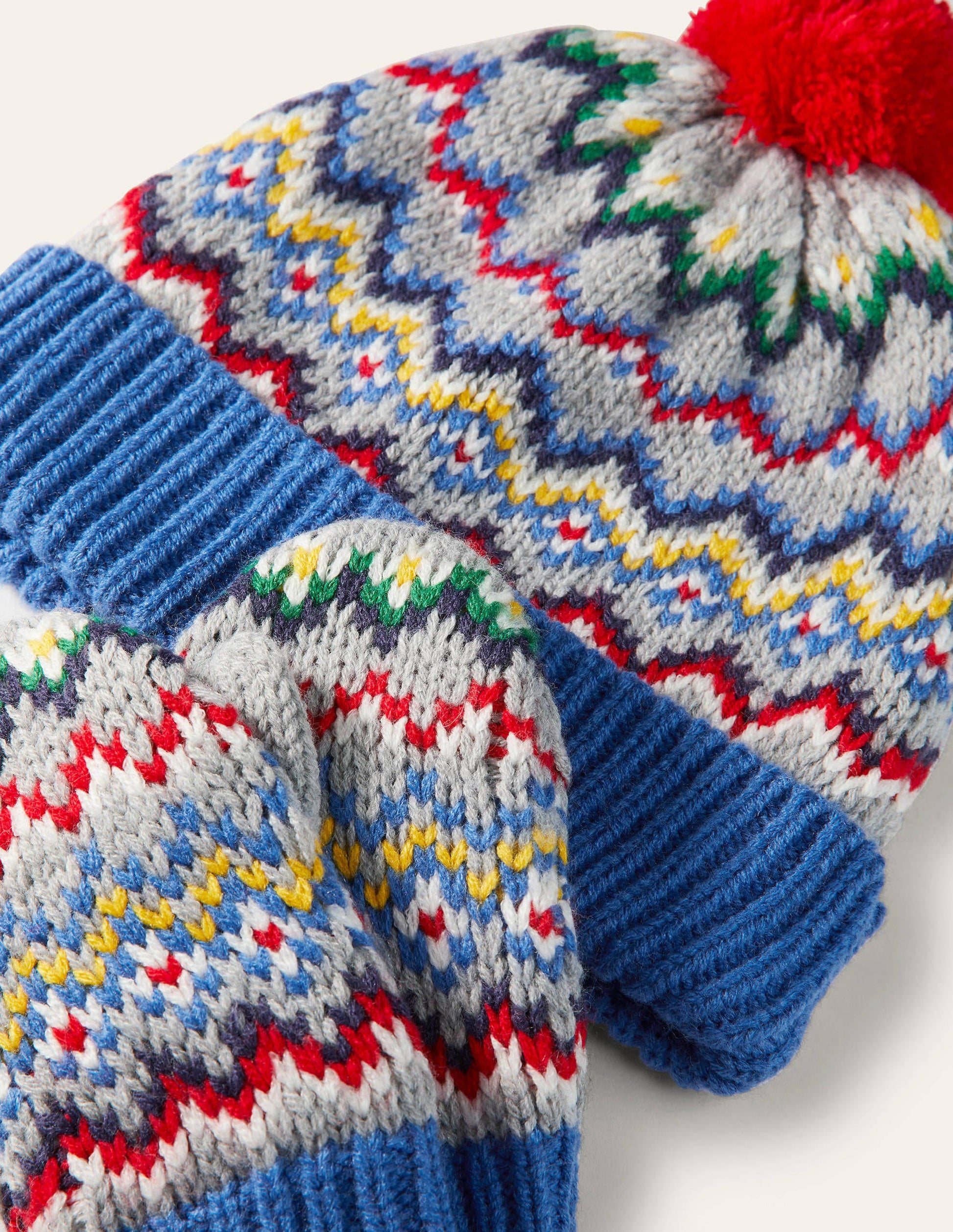 Fair Isle Hat and Mittens Set-Grey Marl-2