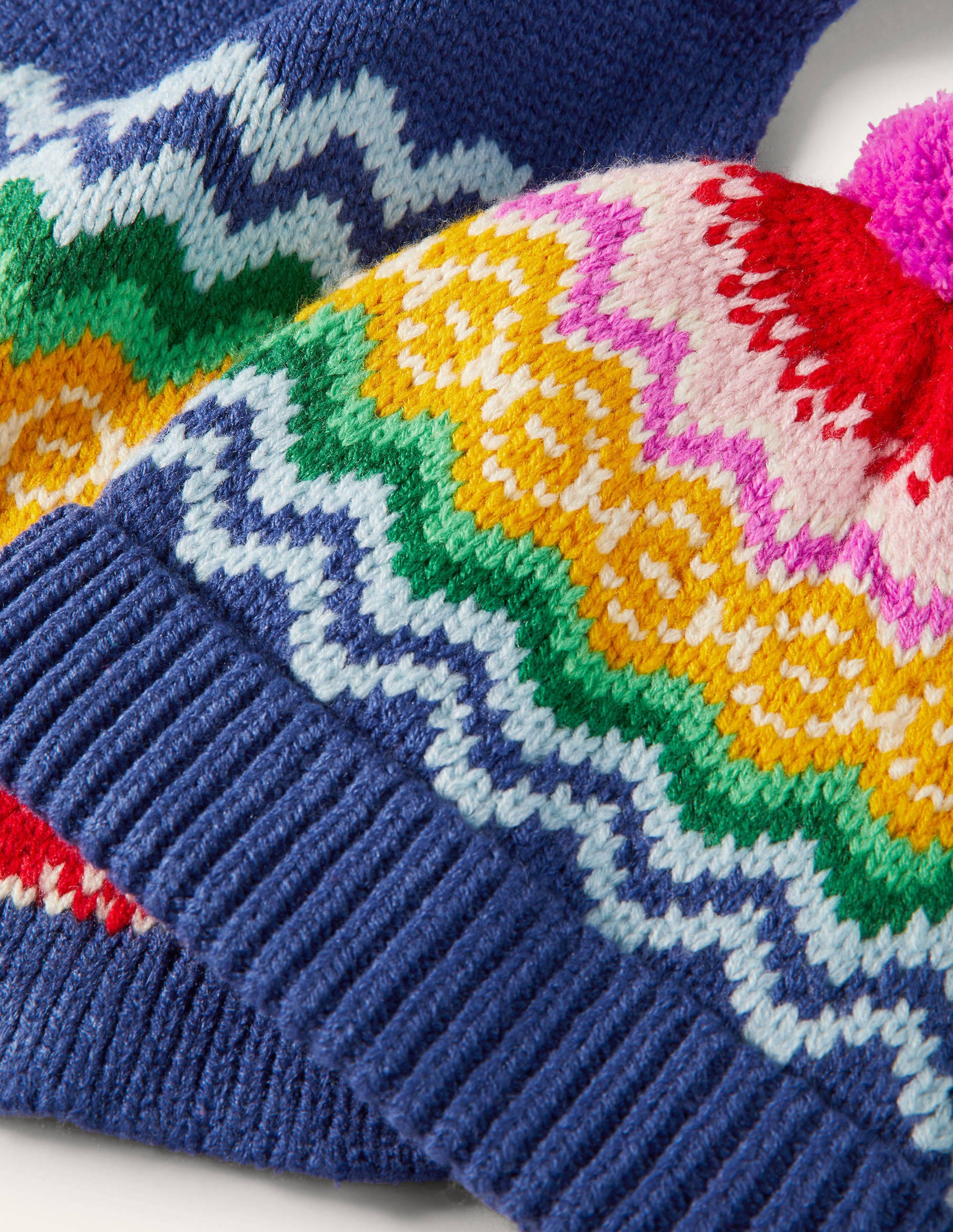 Knitted Scarf and Hat Set-College Navy Fairisle - Image 2