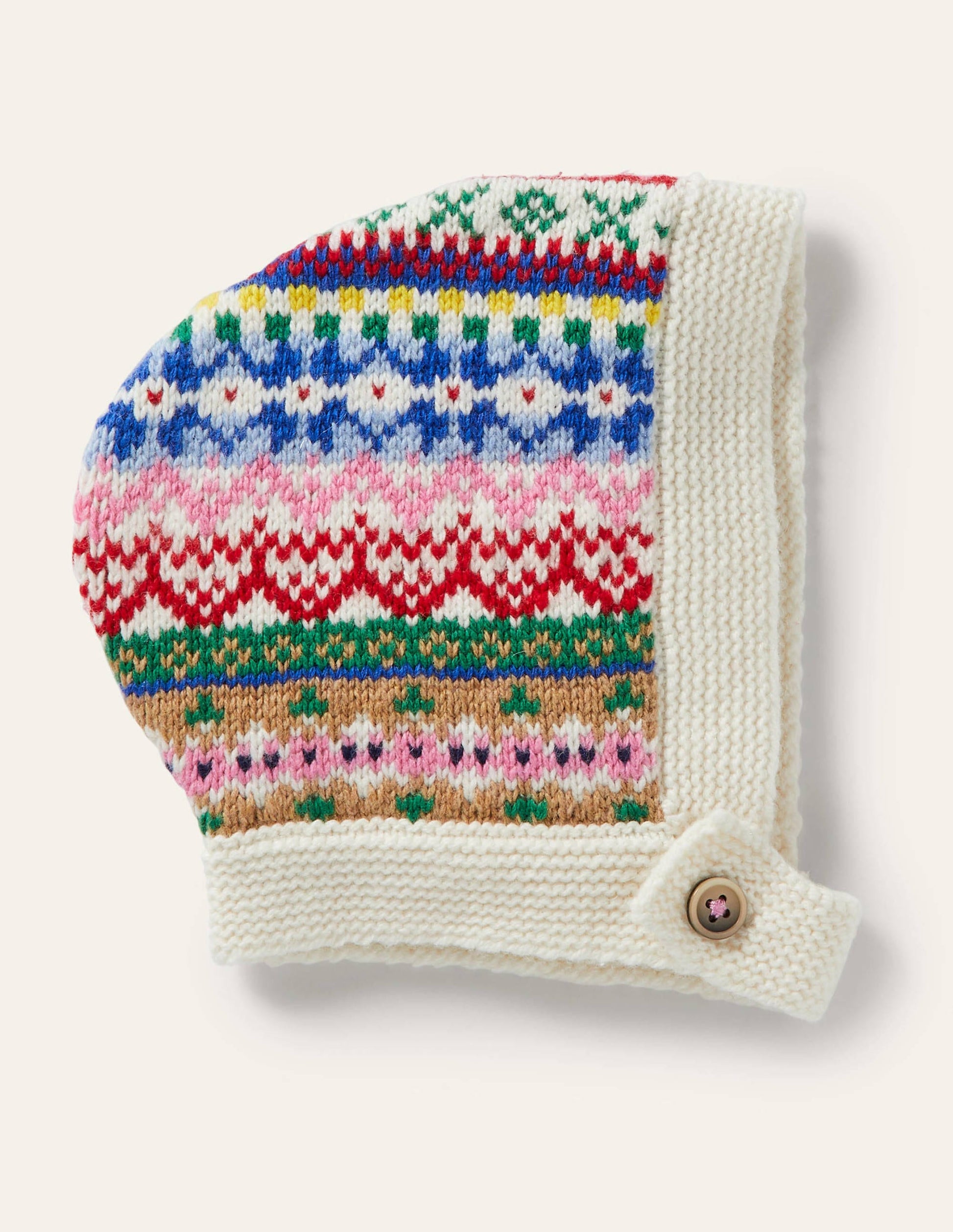 Fair Isle Knitted Bonnet-Multi-1