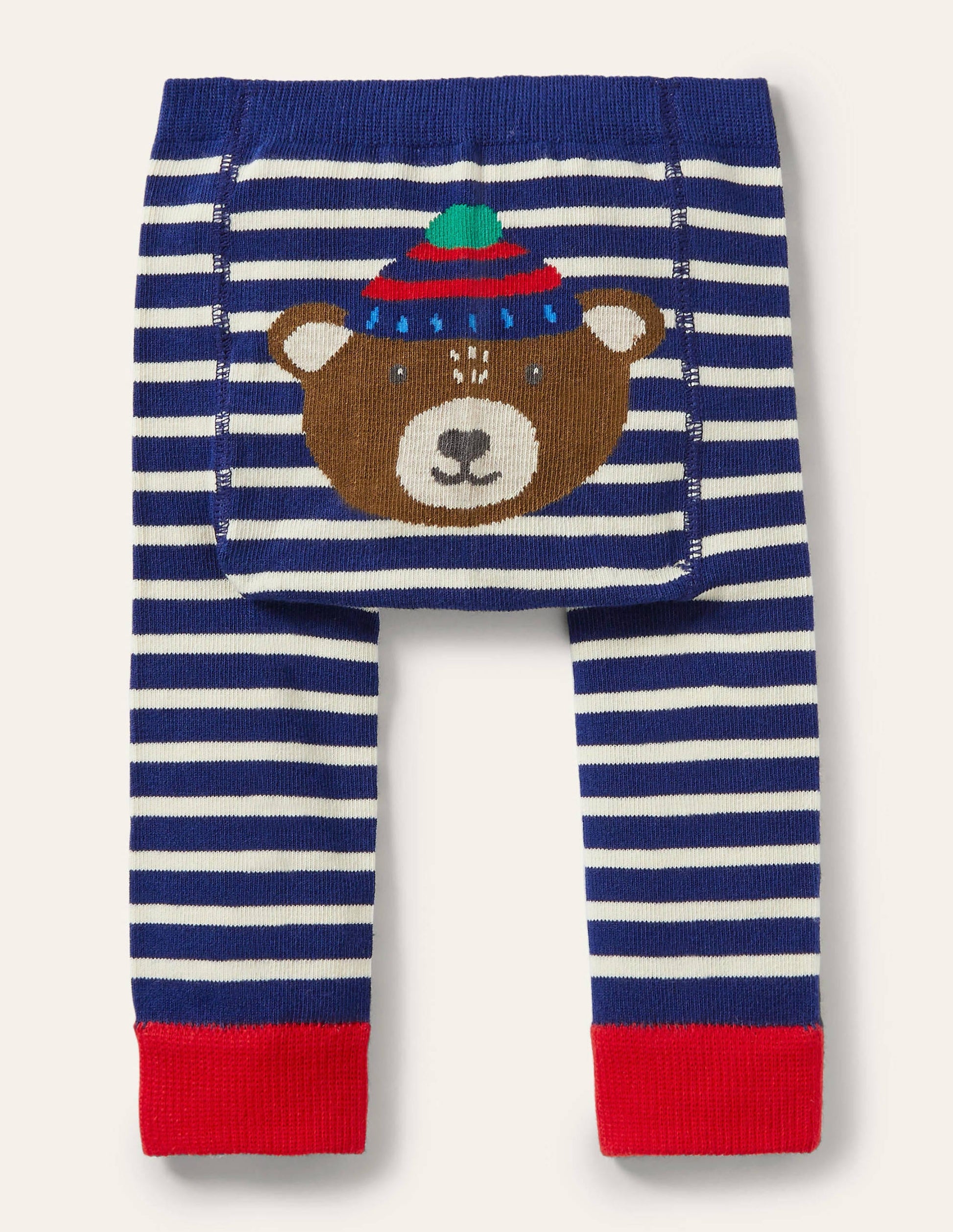 Knitted Leggings-College Navy Bear-1