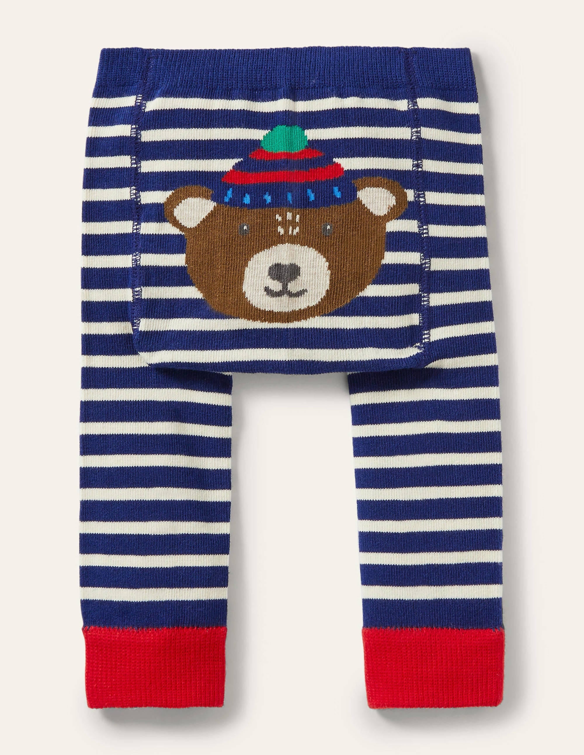 Knitted Leggings-College Navy Bear - Image 1