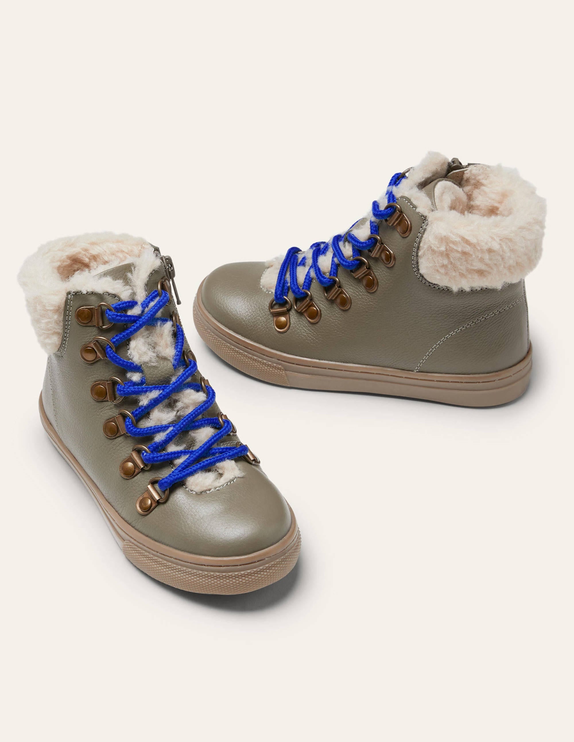 Cosy Leather Lace Up Boots-Brown - Image 1