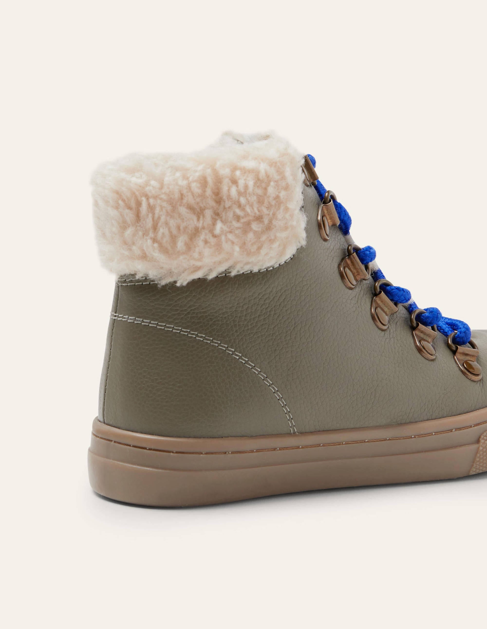 Cosy Leather Lace Up Boots-Brown - Image 3