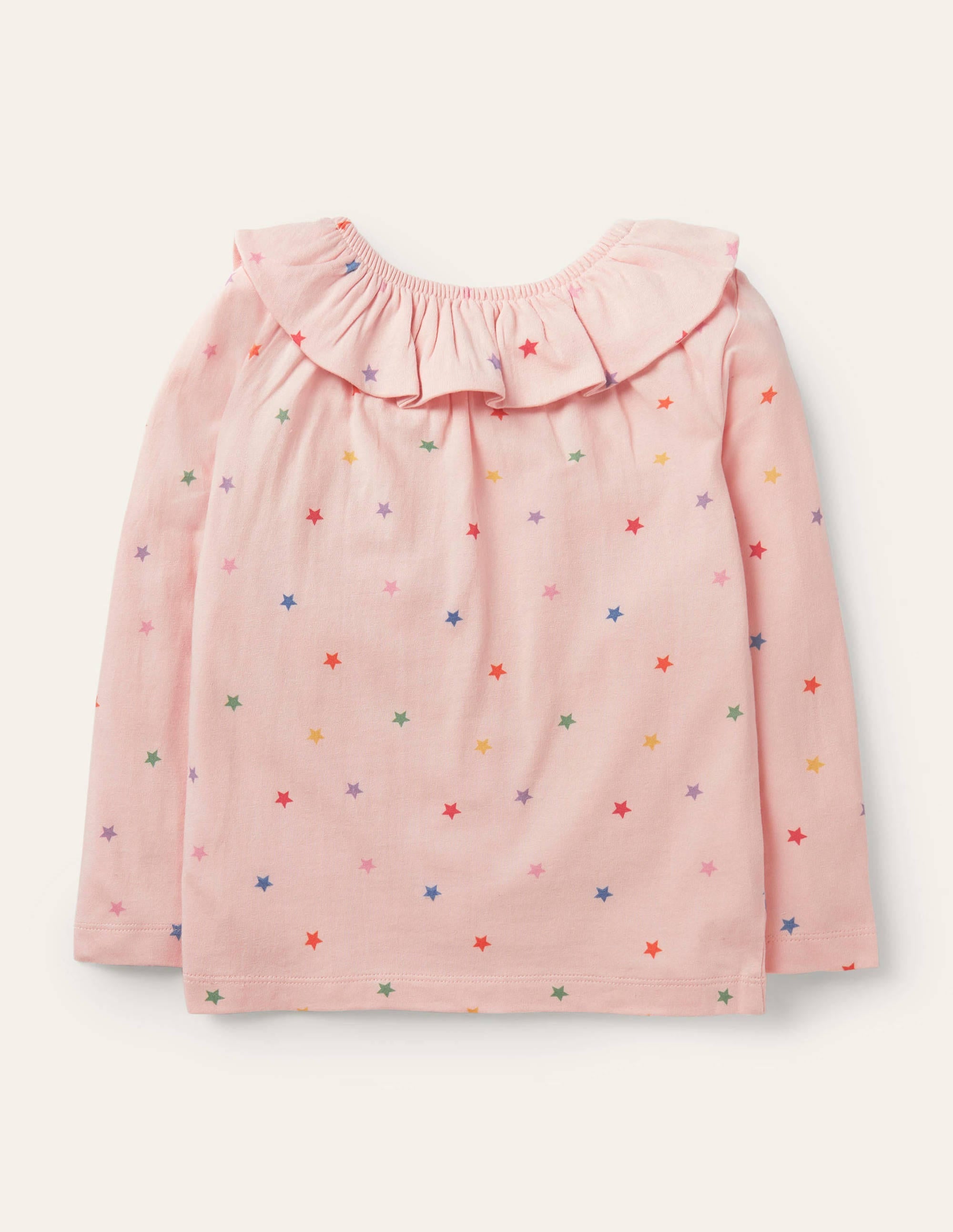 Ruffle Neck Jersey Top-Provence Pink Multi Stars - Image 2
