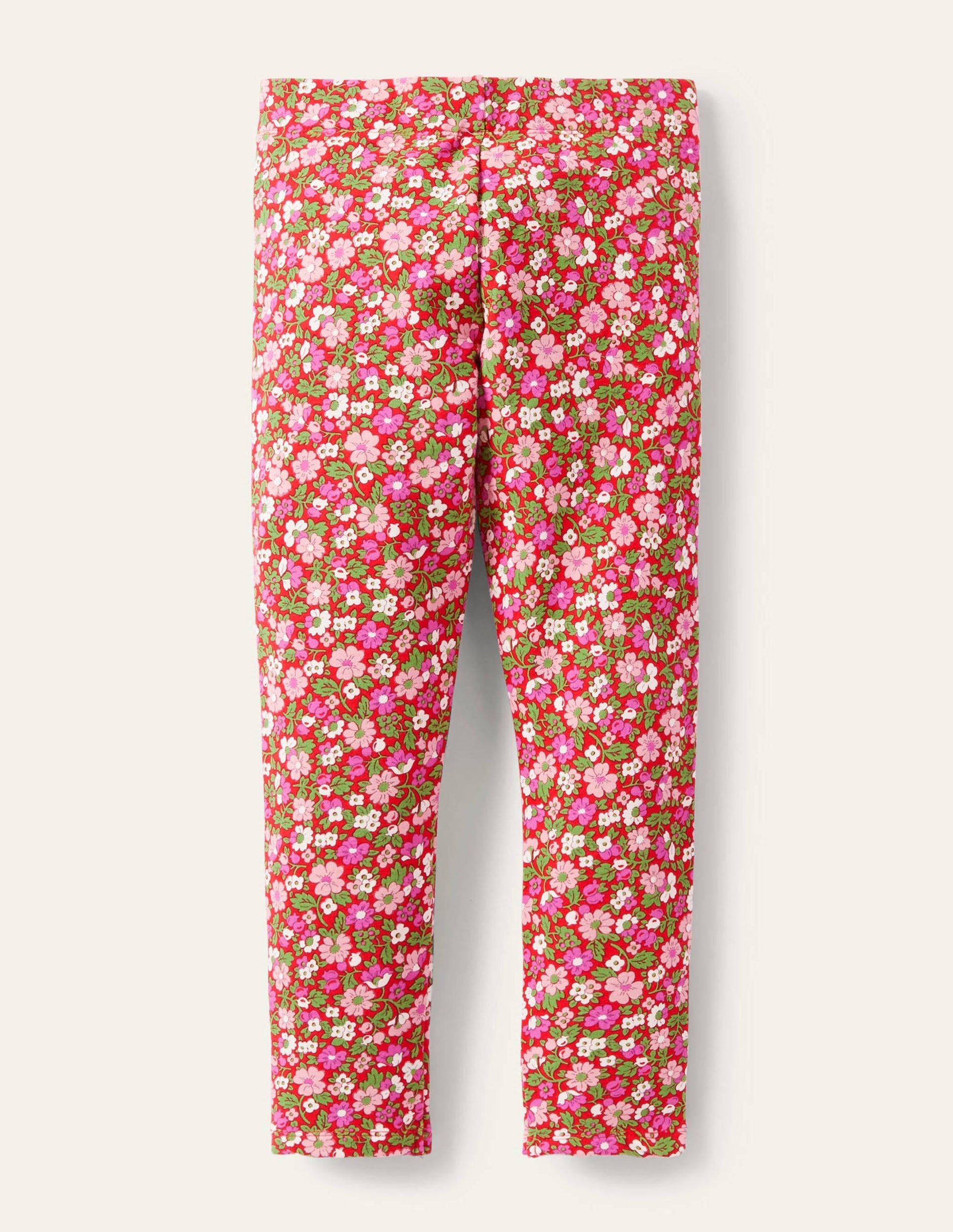 Fun Cosy Leggings-Rockabilly Red Vintage Floral-2