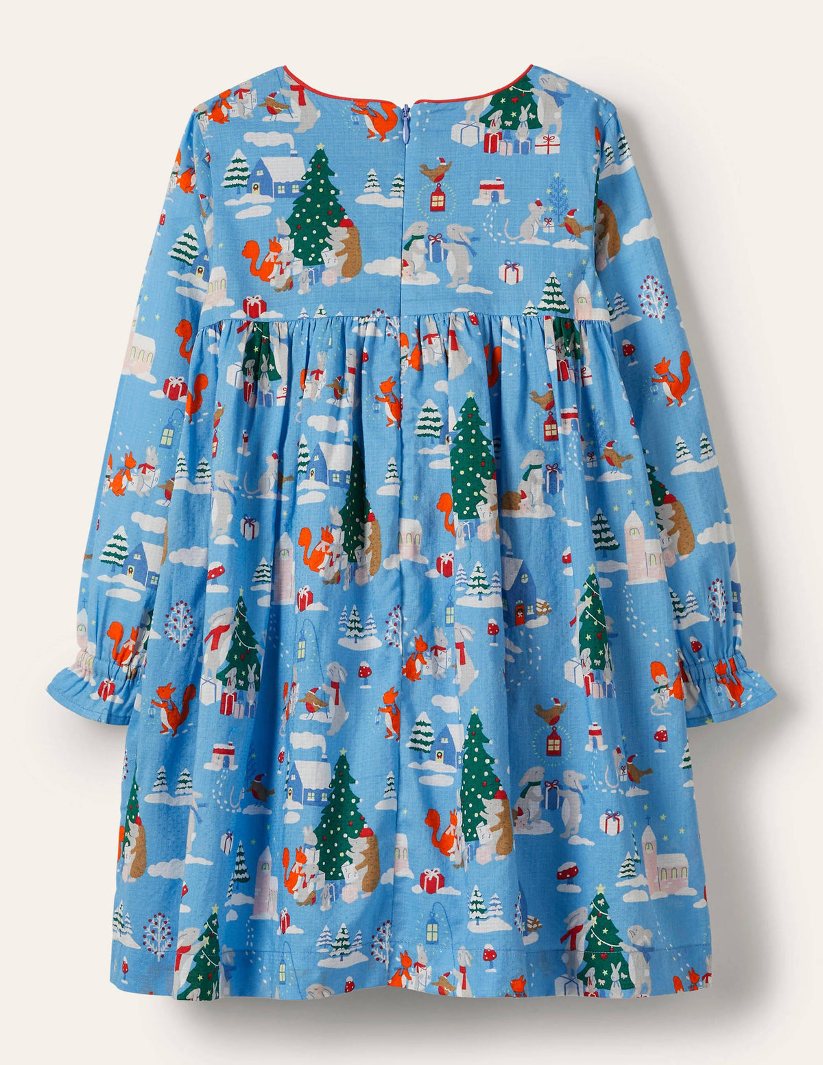 Smocked Dress-Blue Woodland Christmas - Image 2
