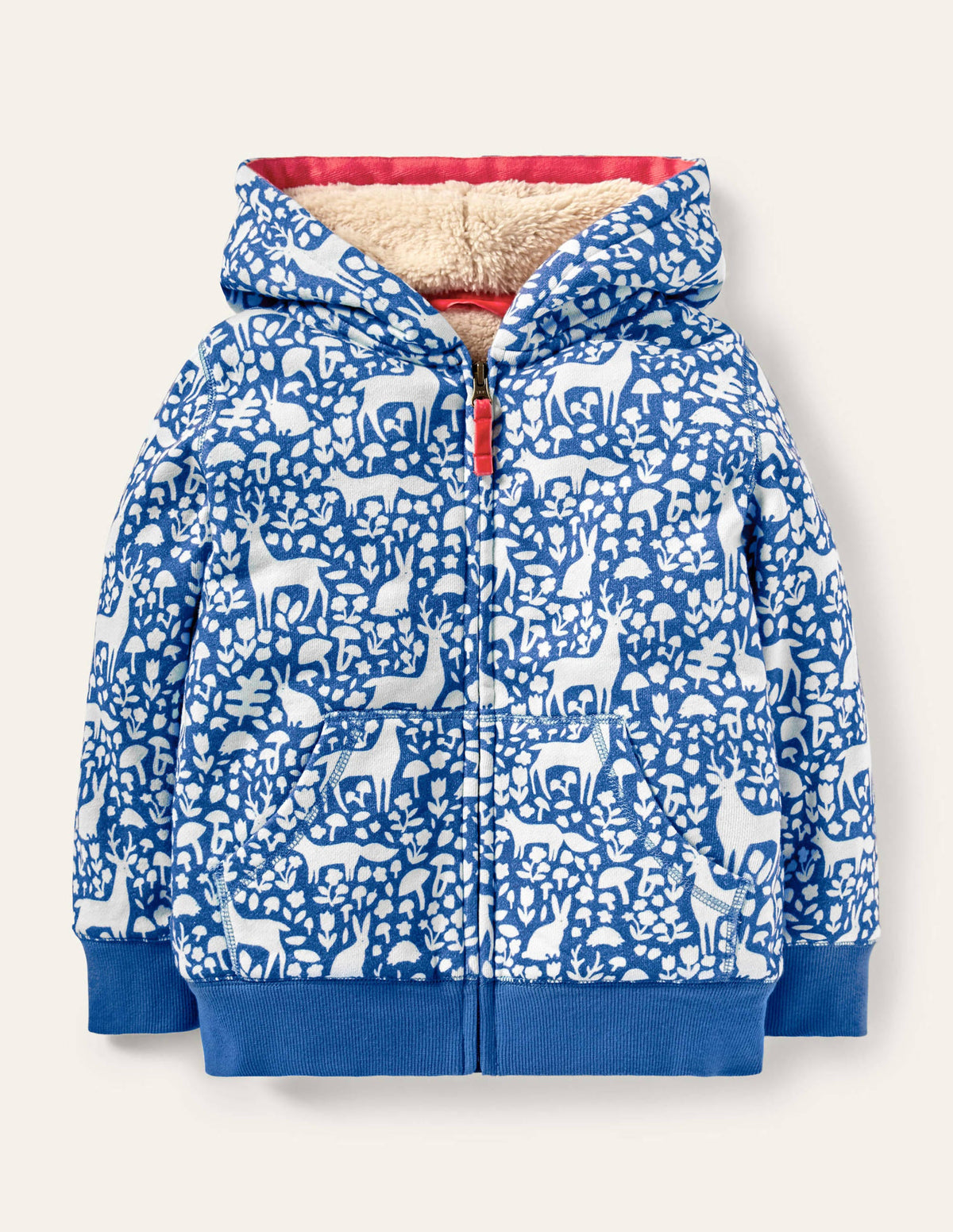 Shaggy-lined Hoodie-Elizabethan Blue Woodland - Image 1
