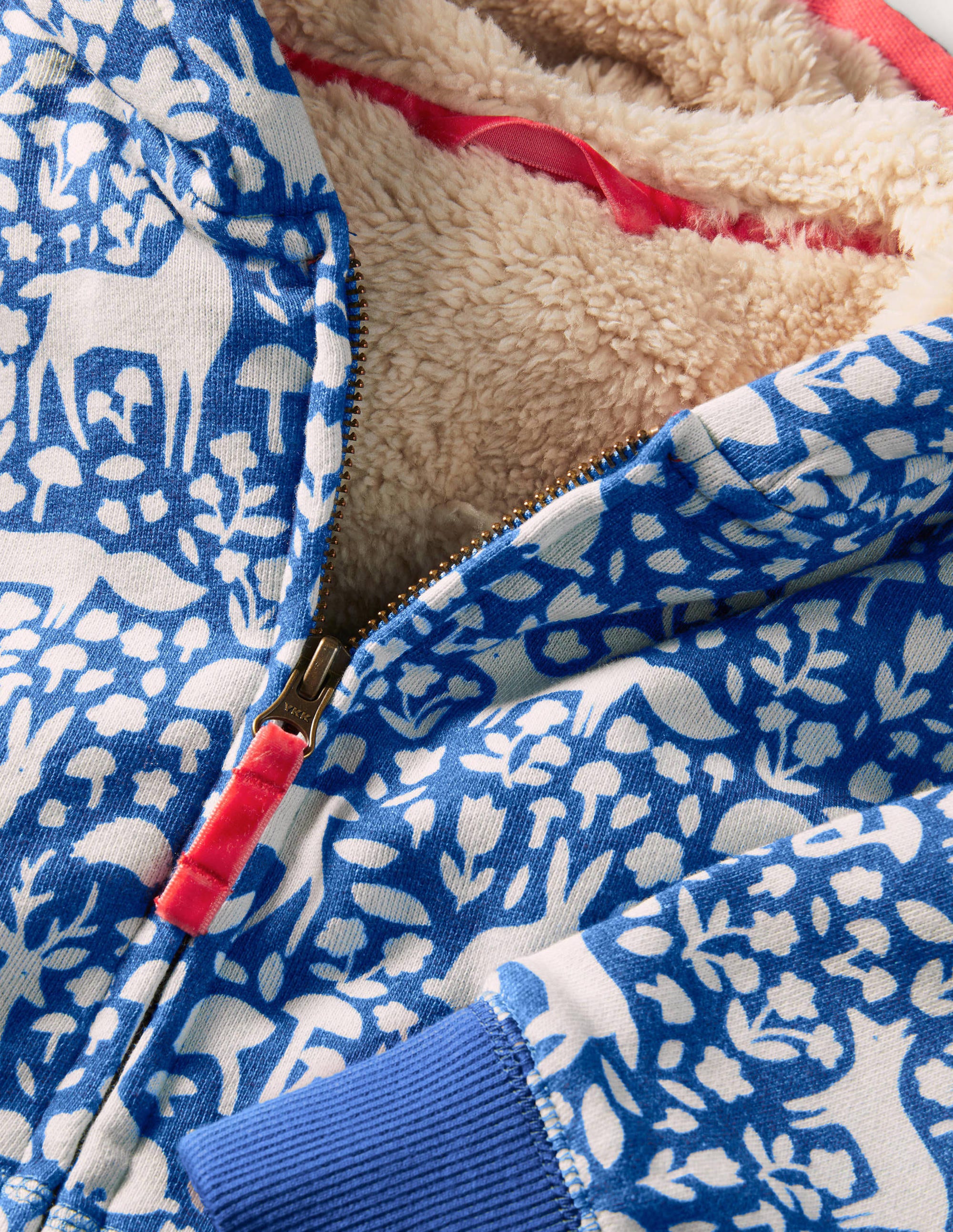 Shaggy-lined Hoodie-Elizabethan Blue Woodland - Image 3