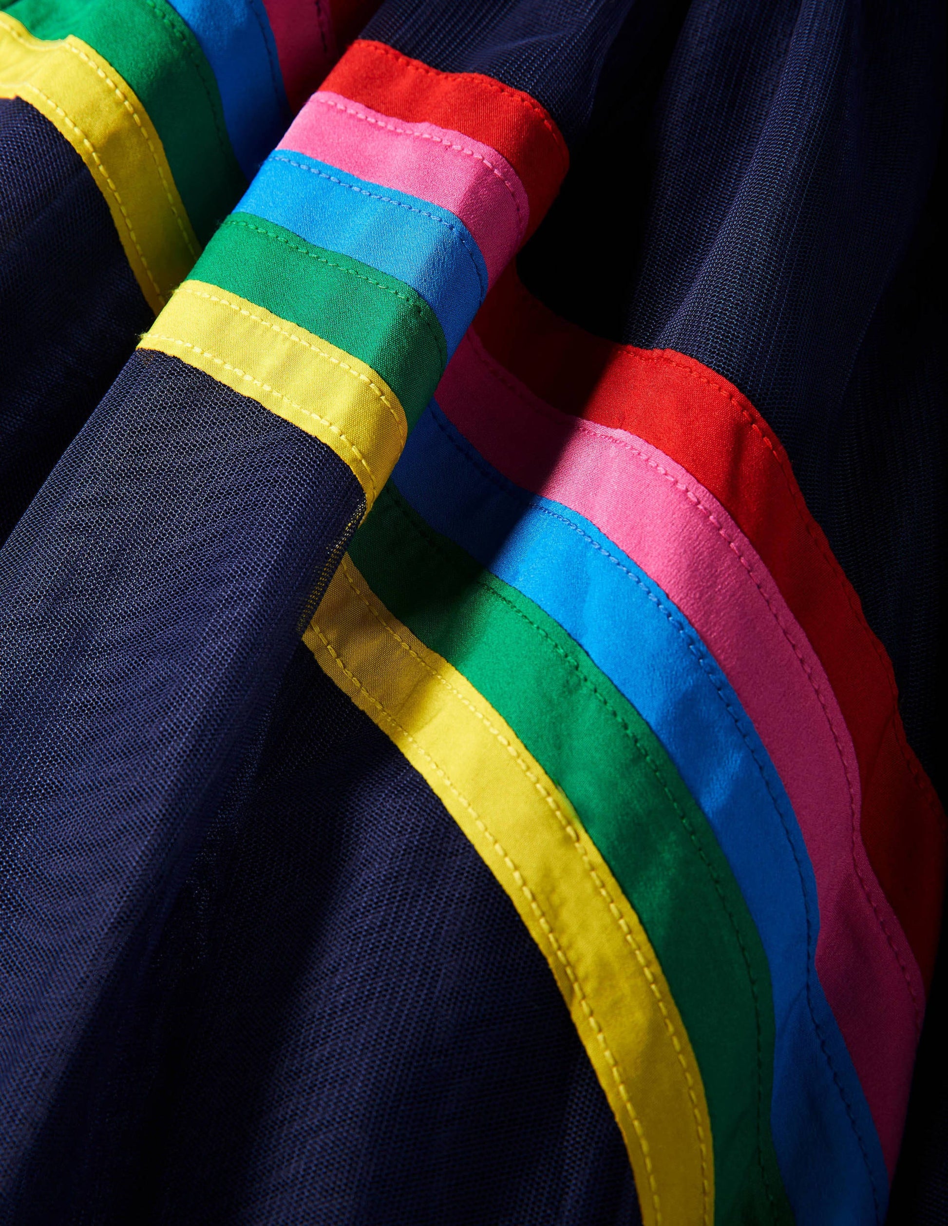 Velvet Bodice Tulle Dress-College Navy Rainbow-3