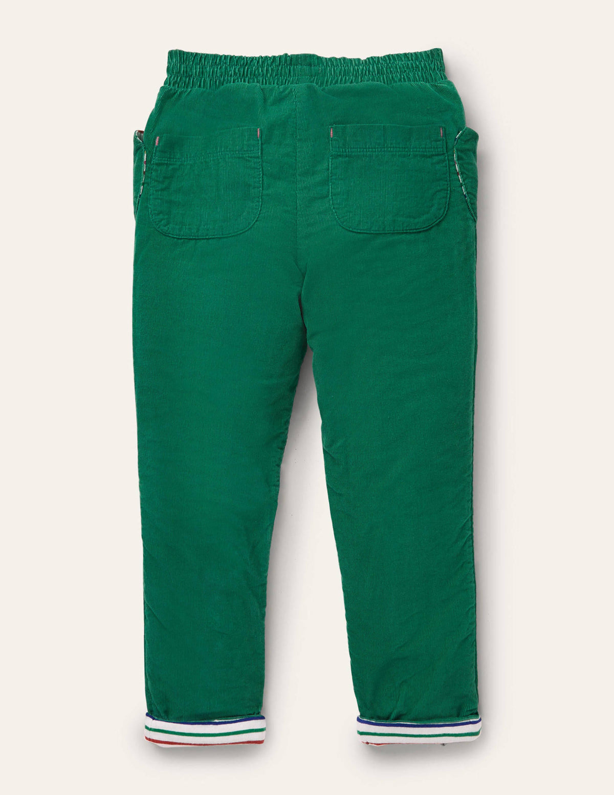Lined Pull-on Cord Trousers-Forest Green - Image 2