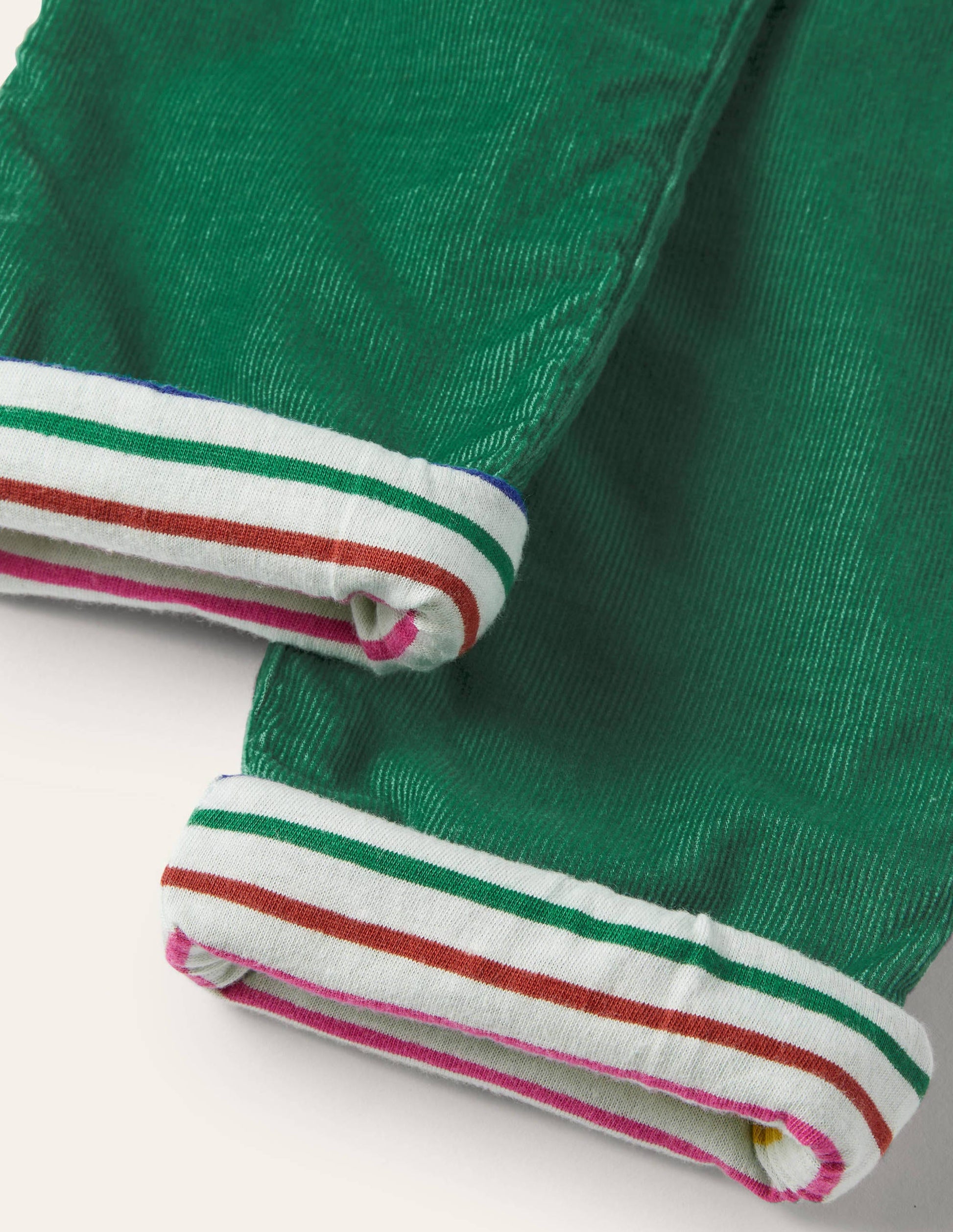 Lined Pull-on Cord Trousers-Forest Green-3